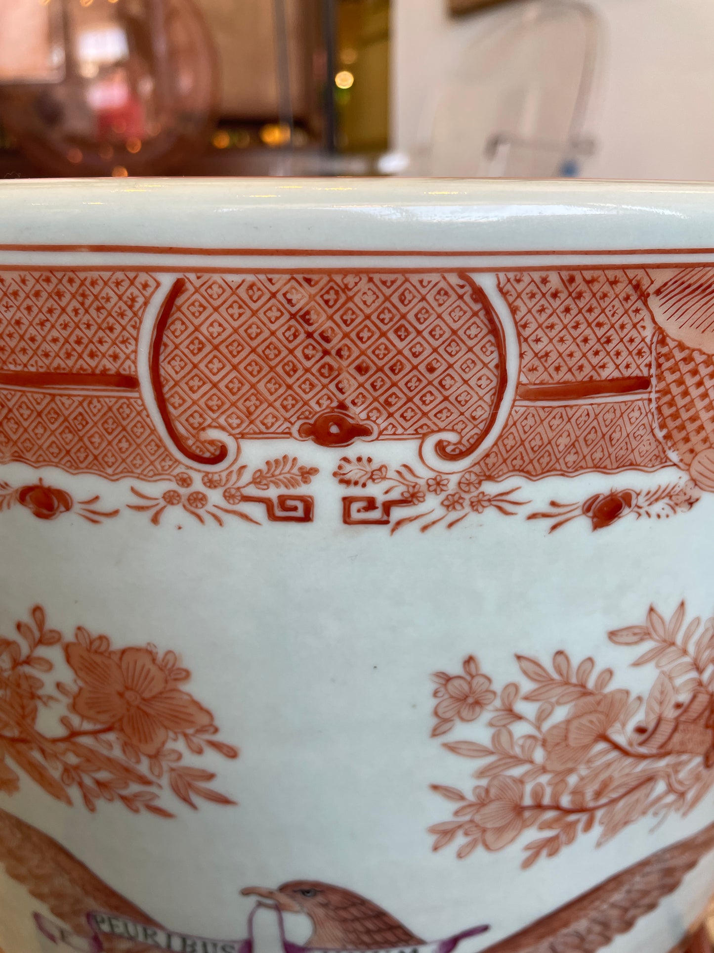 Chinese Export Fitzhugh Armorial Planter in Orange with Stand (0O4004)