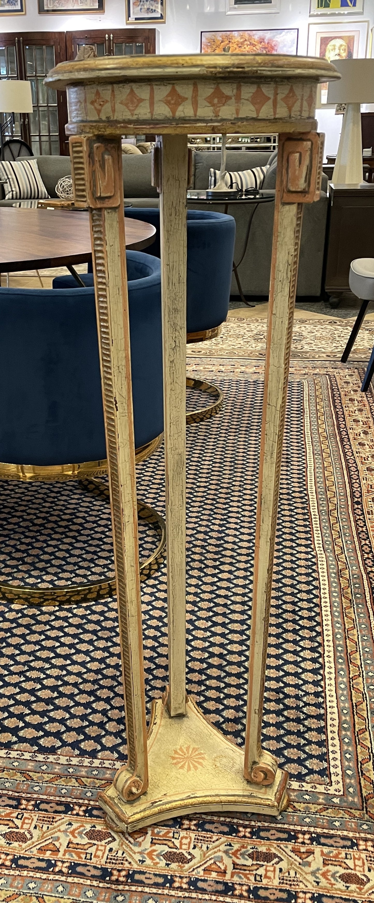 George III style/Neoclassical polychrome and parcel gilt pedestals, a pair (0G000F)