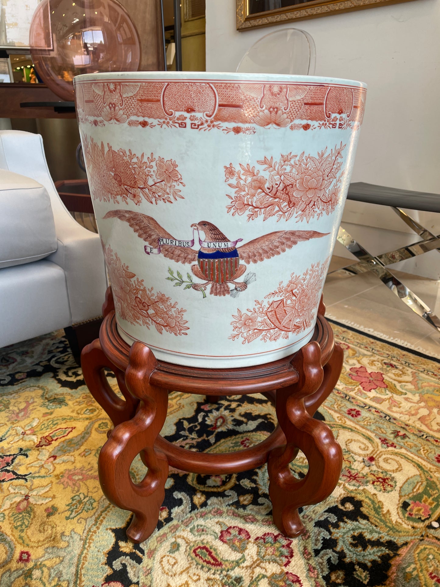 Chinese Export Fitzhugh Armorial Planter in Orange with Stand (0O4004)