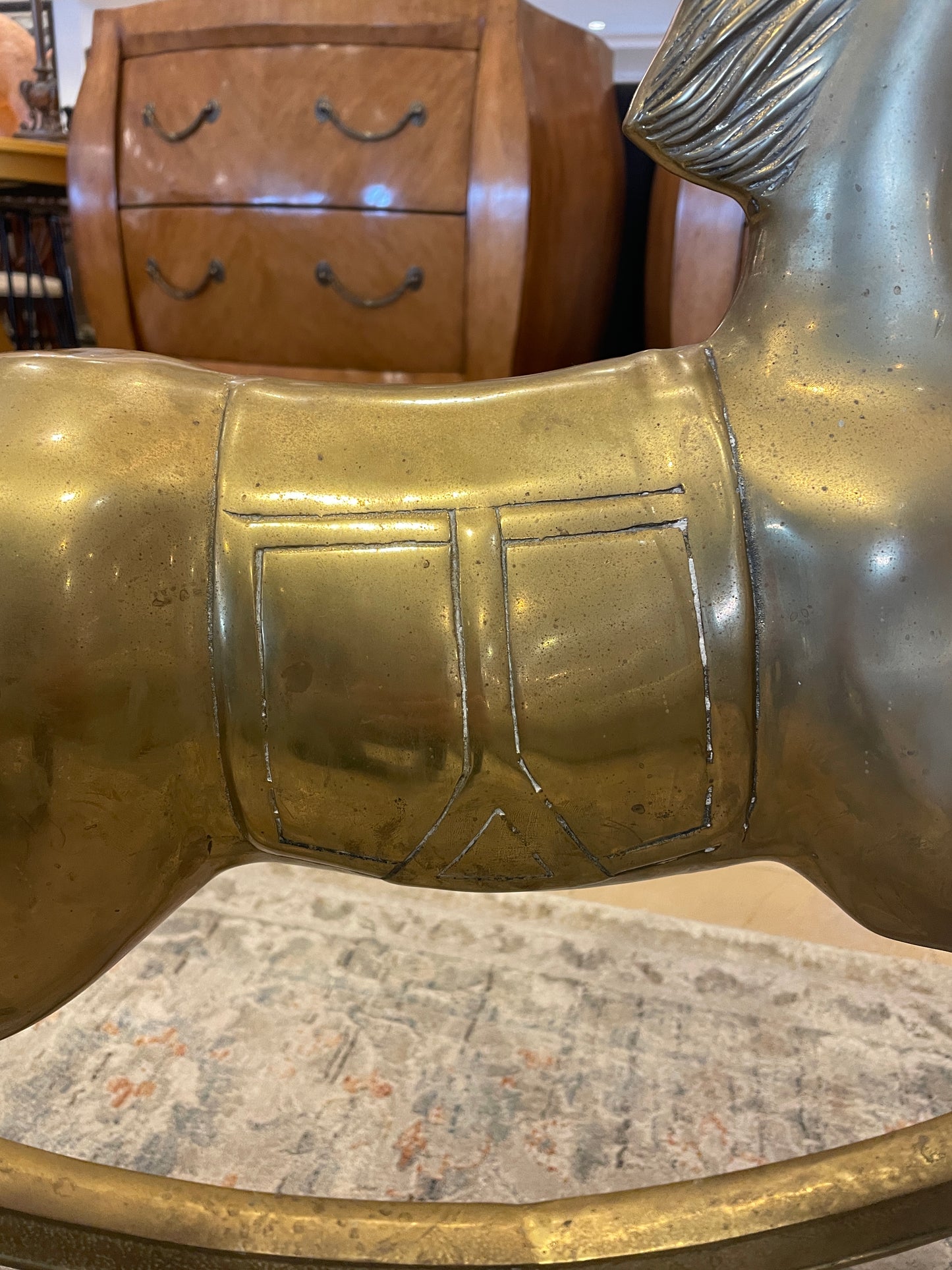 Vintage Brass Large Rocking Horse (Ralph Lauren Style) (0CH002)
