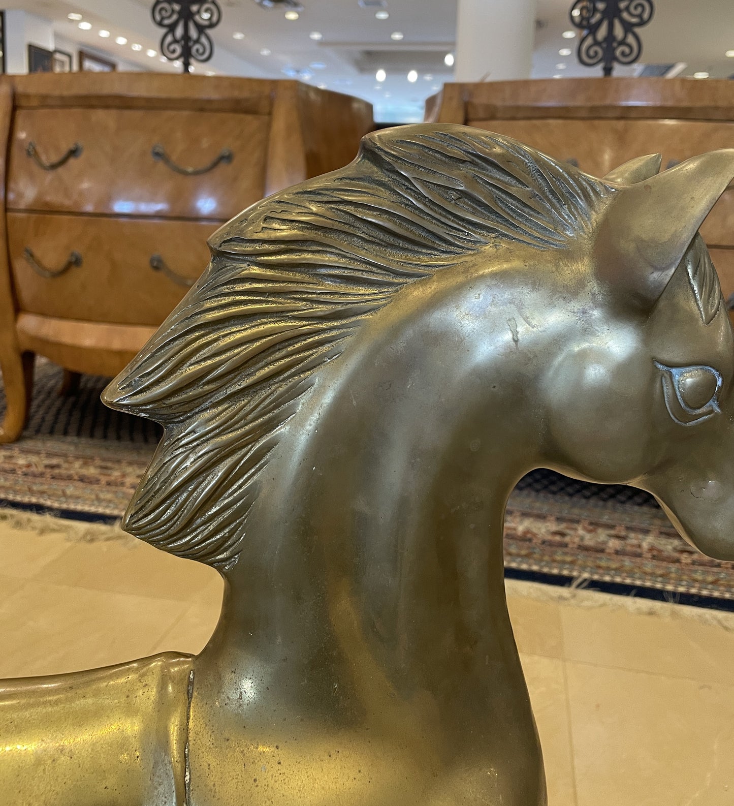 Vintage Brass Large Rocking Horse (Ralph Lauren Style) (0CH002)