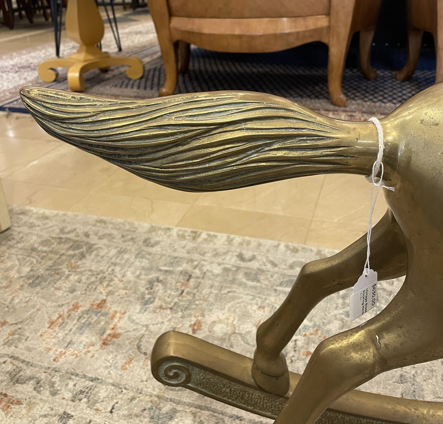 Vintage Brass Large Rocking Horse (Ralph Lauren Style) (0CH002)