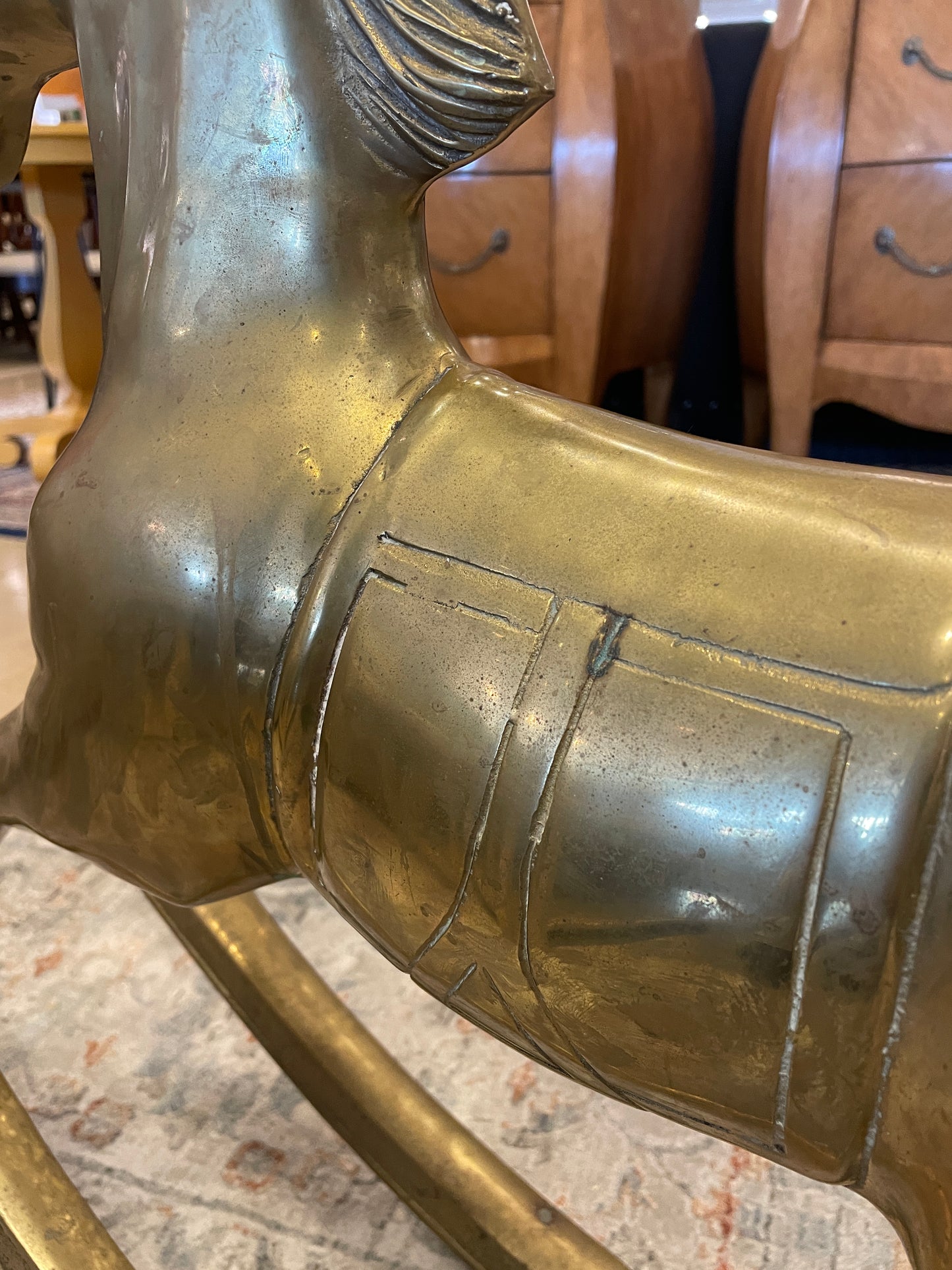Vintage Brass Large Rocking Horse (Ralph Lauren Style) (0CH002)