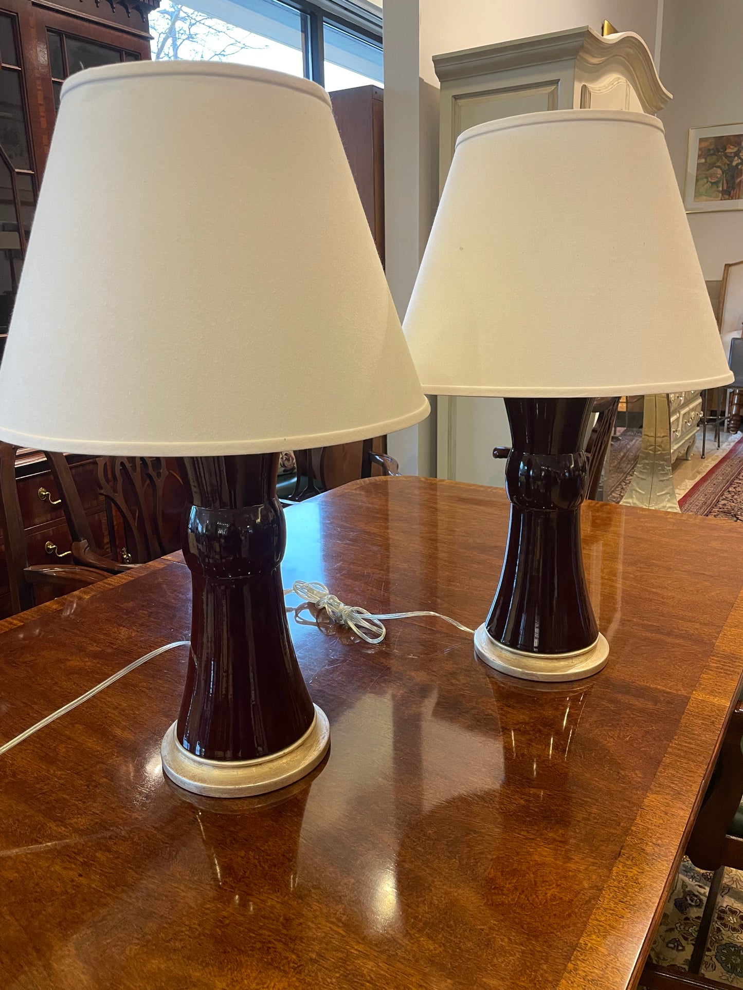 Pair of Italian Oxblood Lacquered Lamps