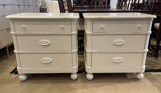 Pair of Stanley Distressed Three Drawer Nightstands (0CF018)