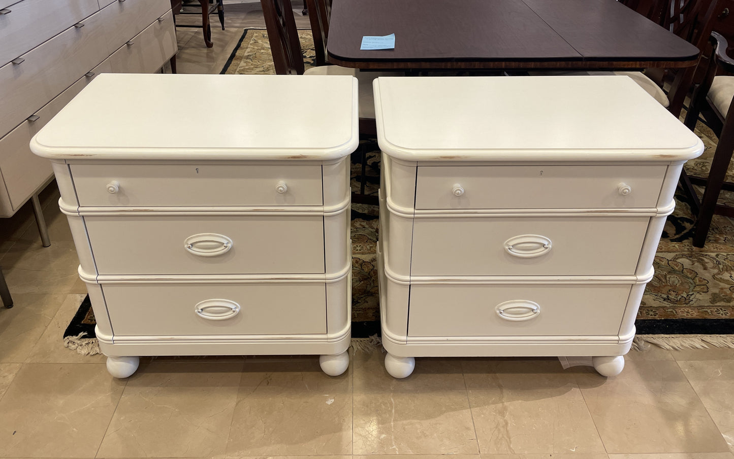 Pair of Stanley Distressed Three Drawer Nightstands (0CF018)