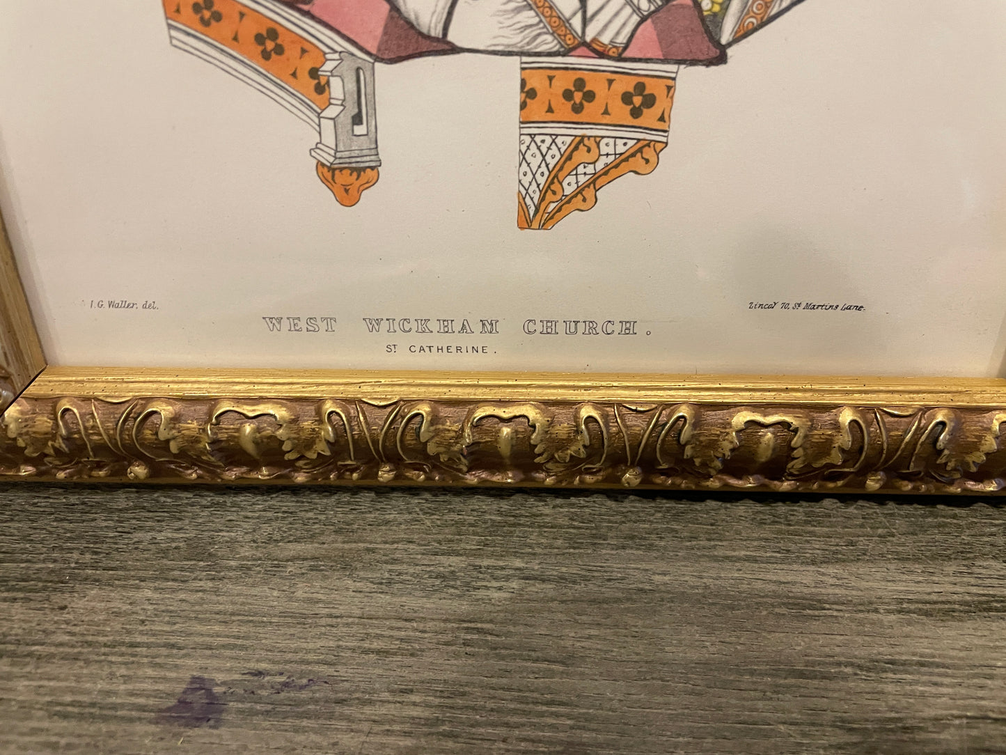 IG Waller "West Wickham Church" Stained Glass Engraving St Catherine (0G000J)