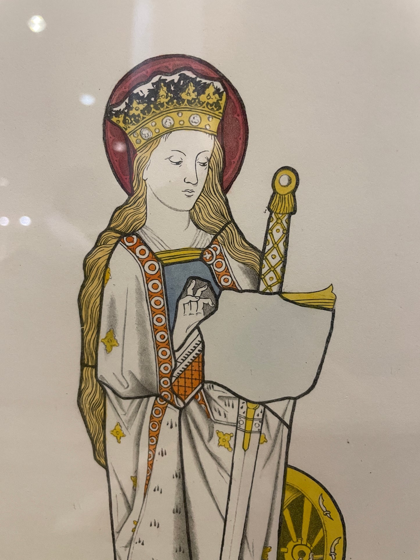 IG Waller "West Wickham Church" Stained Glass Engraving St Catherine (0G000J)