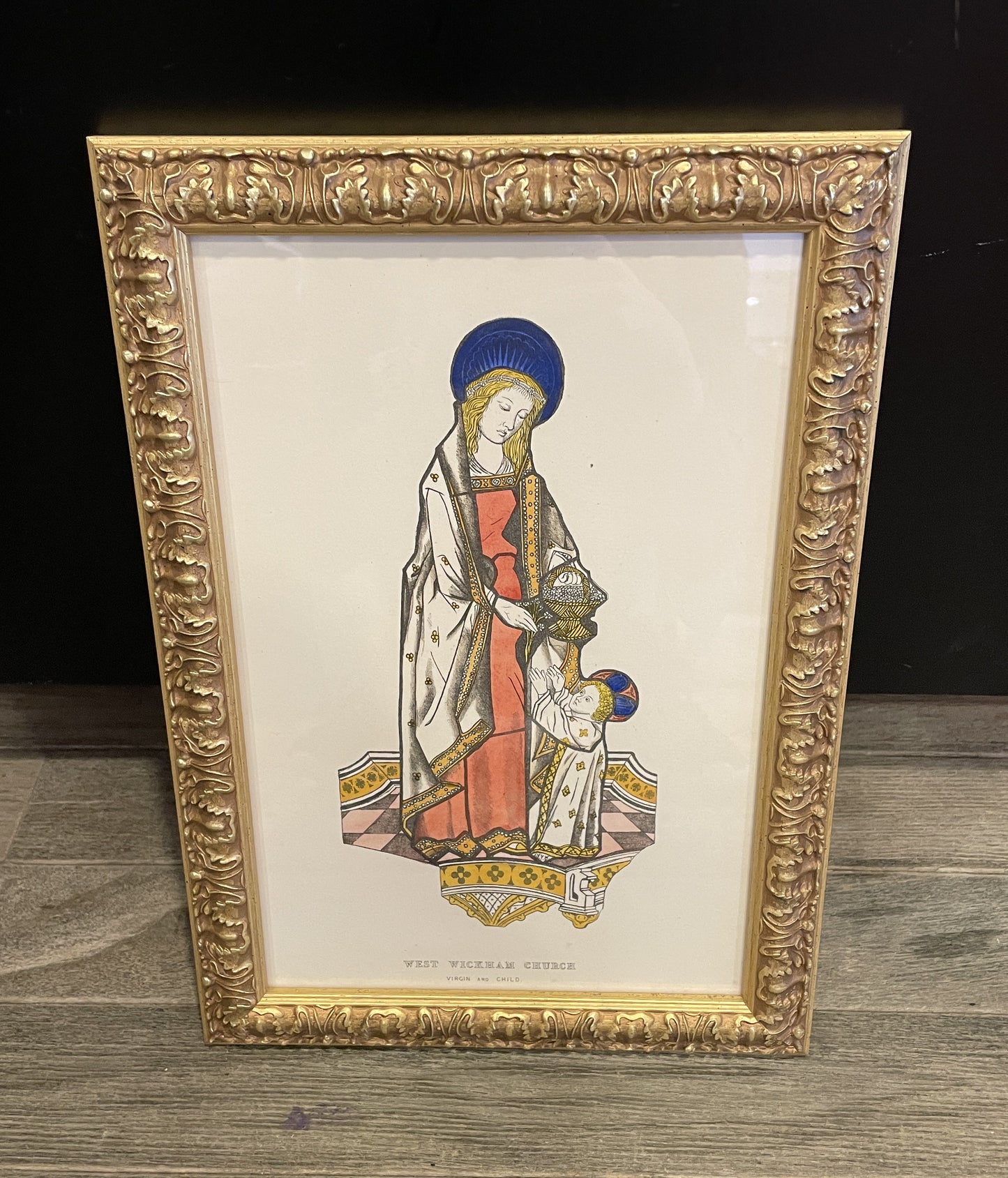 IG Waller "West Wickham Church" Stained Glass Engraving Virgin and Child (0G000J)