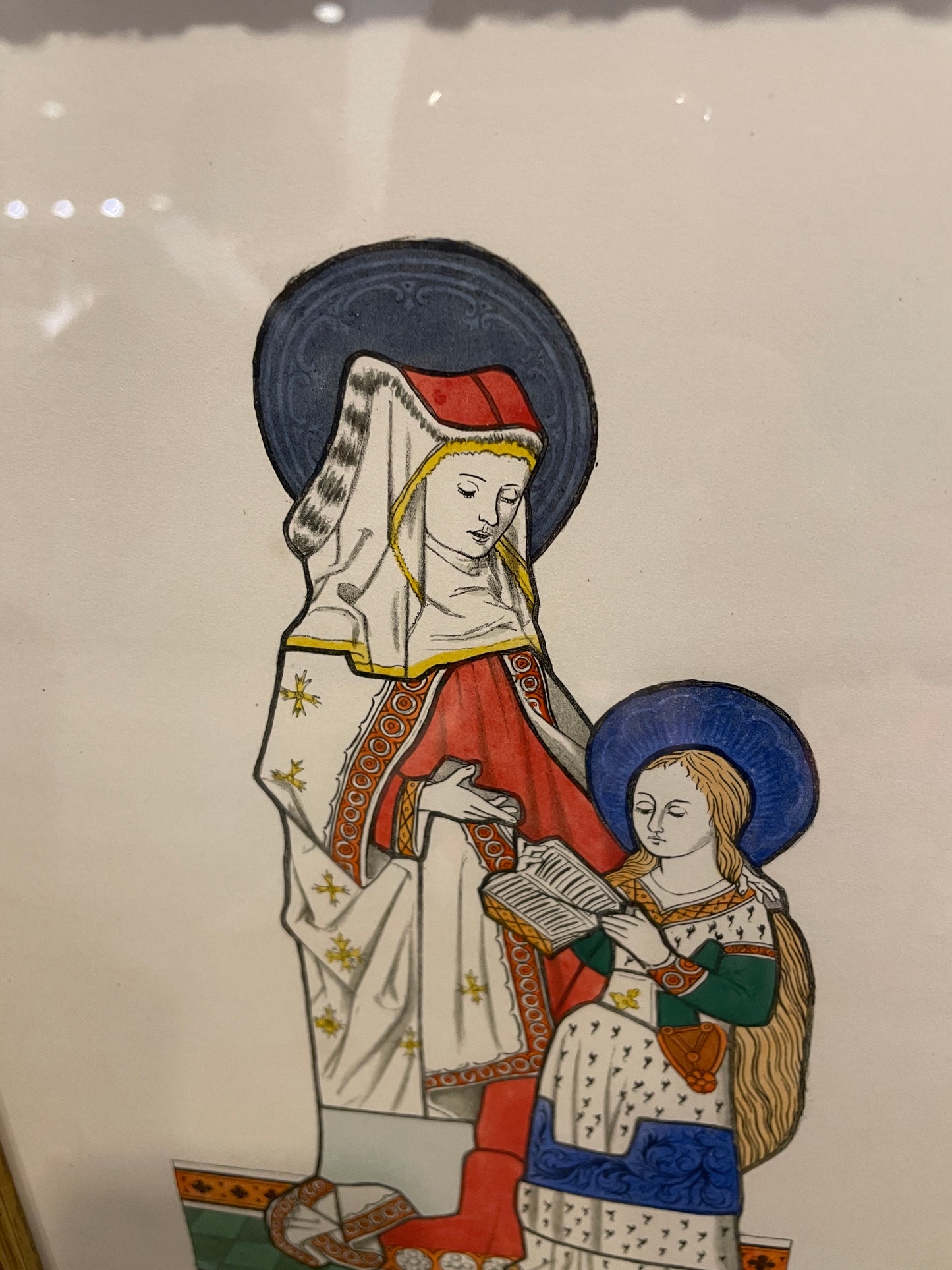IG Waller "West Wickham Church" Stained Glass Engraving St Anne (0G000J)