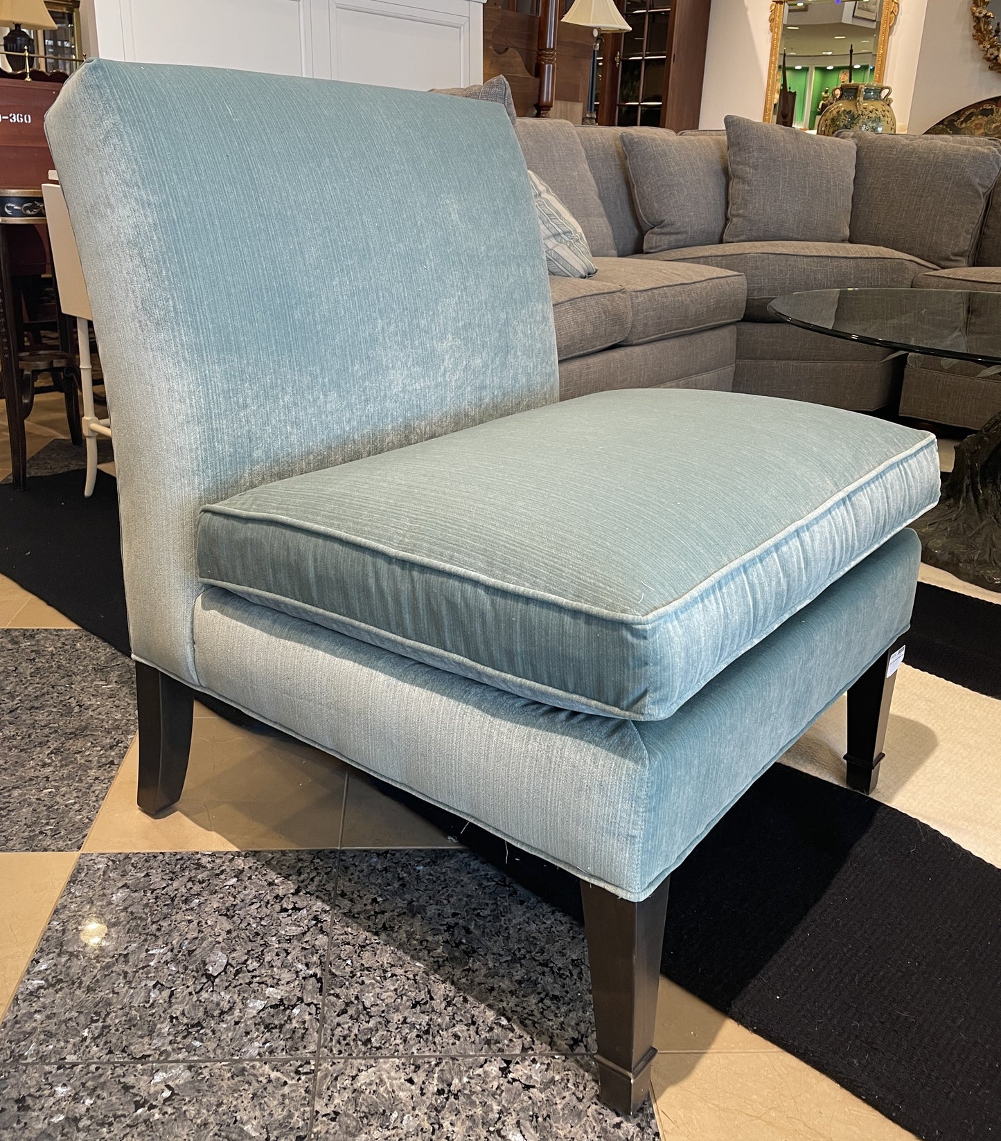 Ethan Allen Teal Armless Chair (2 Available) (06I00C)