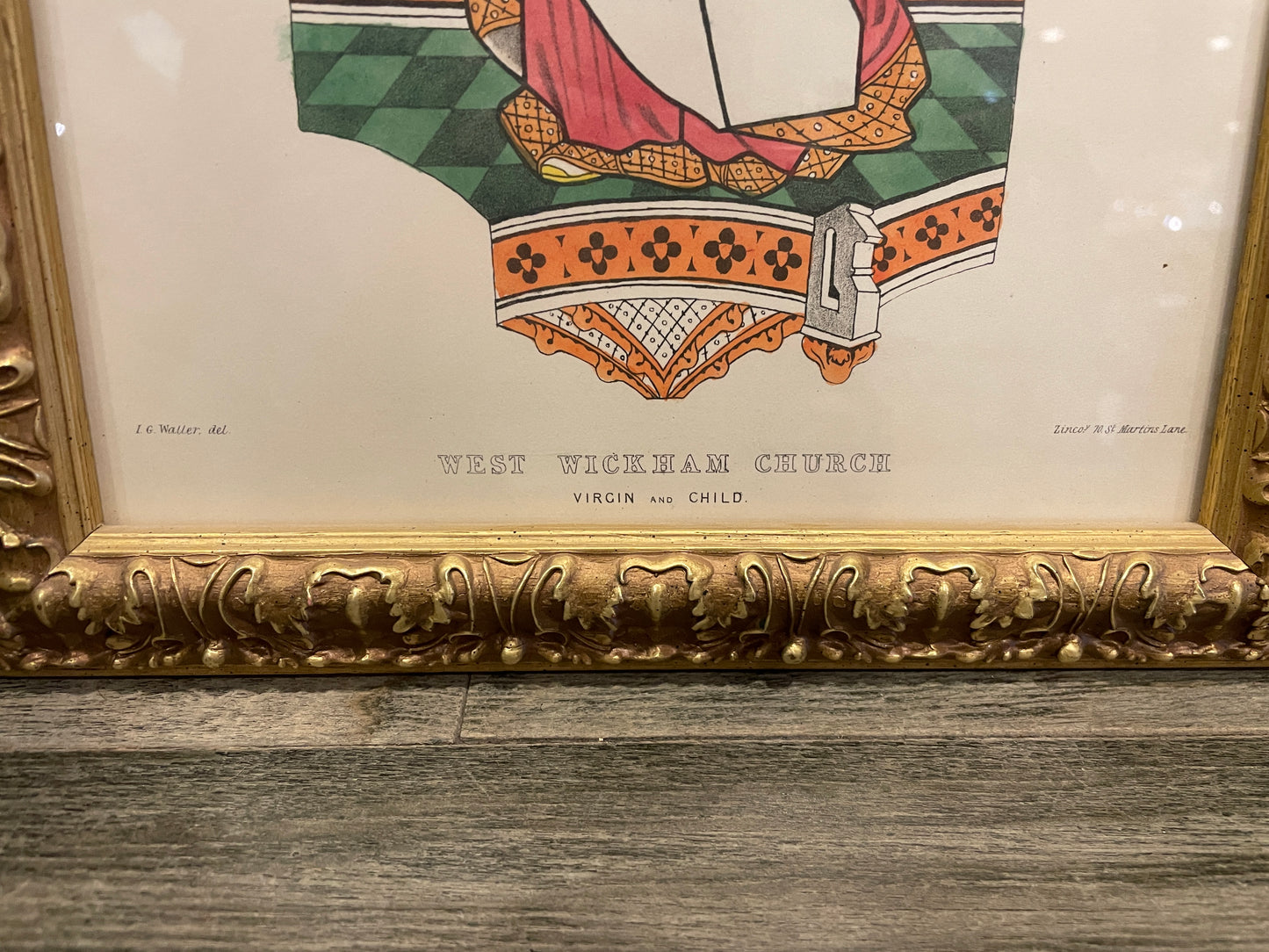 IG Waller "West Wickham Church" Stained Glass Engraving Virgin and Child (0G000J)