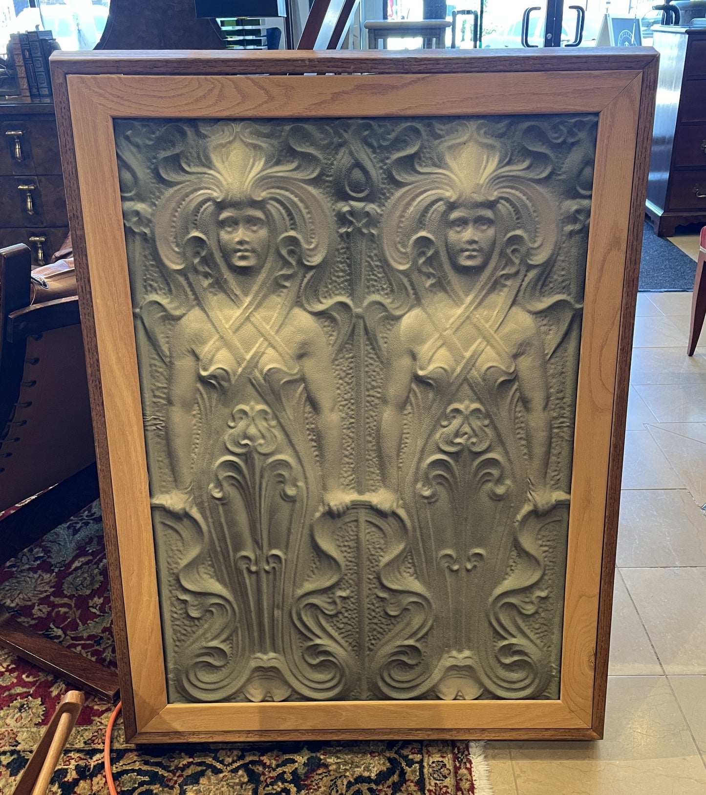 Art Deco Tin Relief, Framed and painted (0O5001)