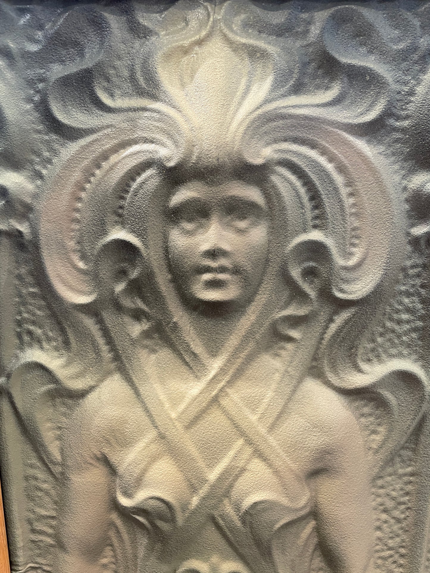 Art Deco Tin Relief, Framed and painted (0O5001)