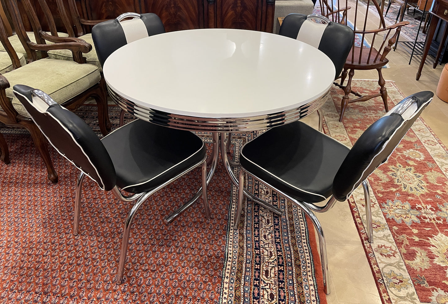 Retro Style Dining Suite with 4 chairs, AS IS (0O6001)