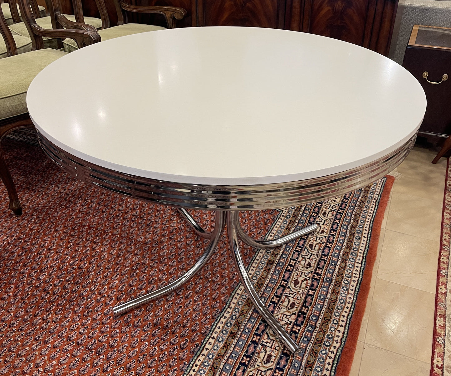 Retro Style Dining Suite with 4 chairs, AS IS (0O6001)