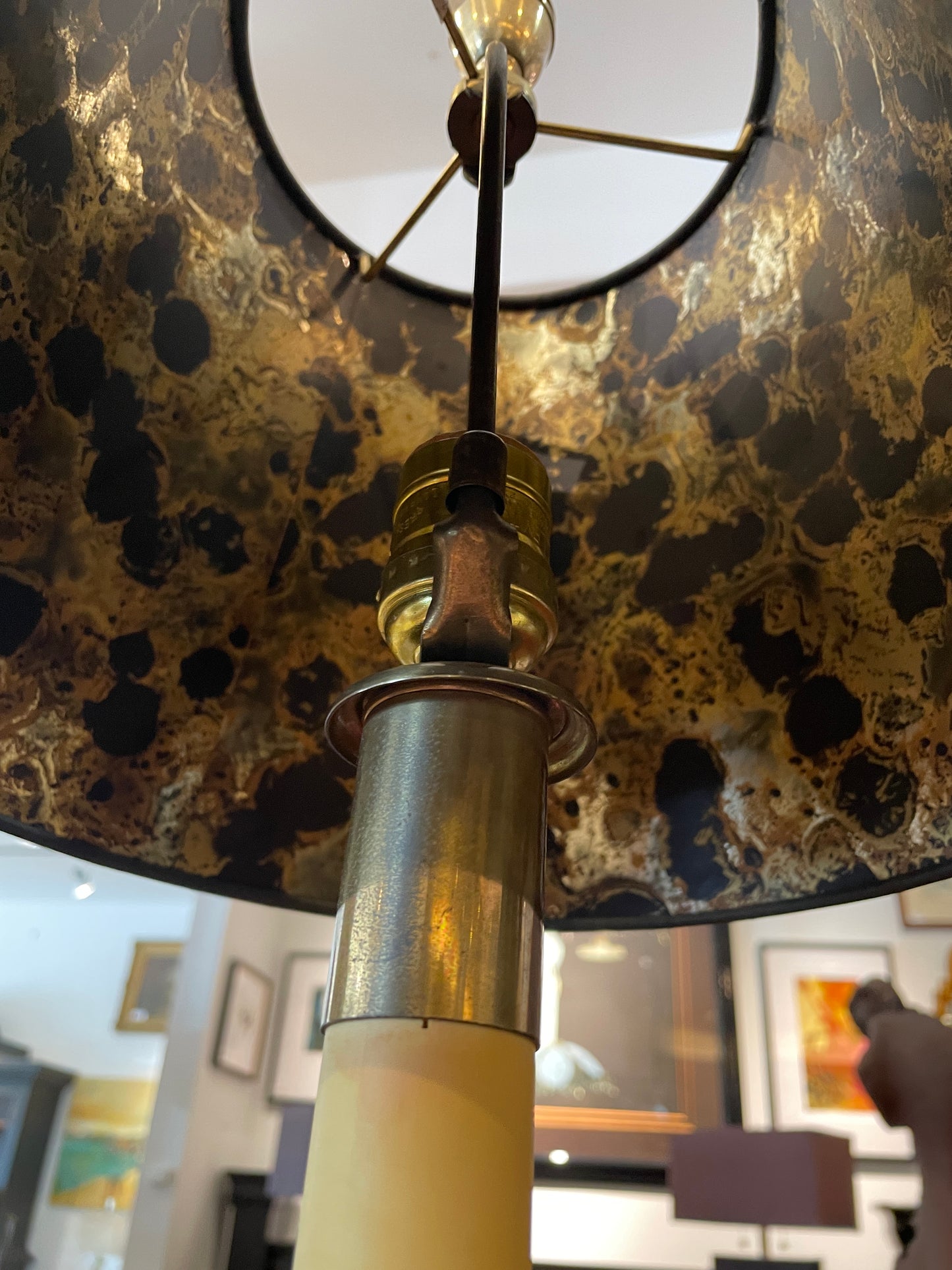 Pair Vintage Frederick Cooper Bulbous Brass Base Buffet Lamps (0NG00E)