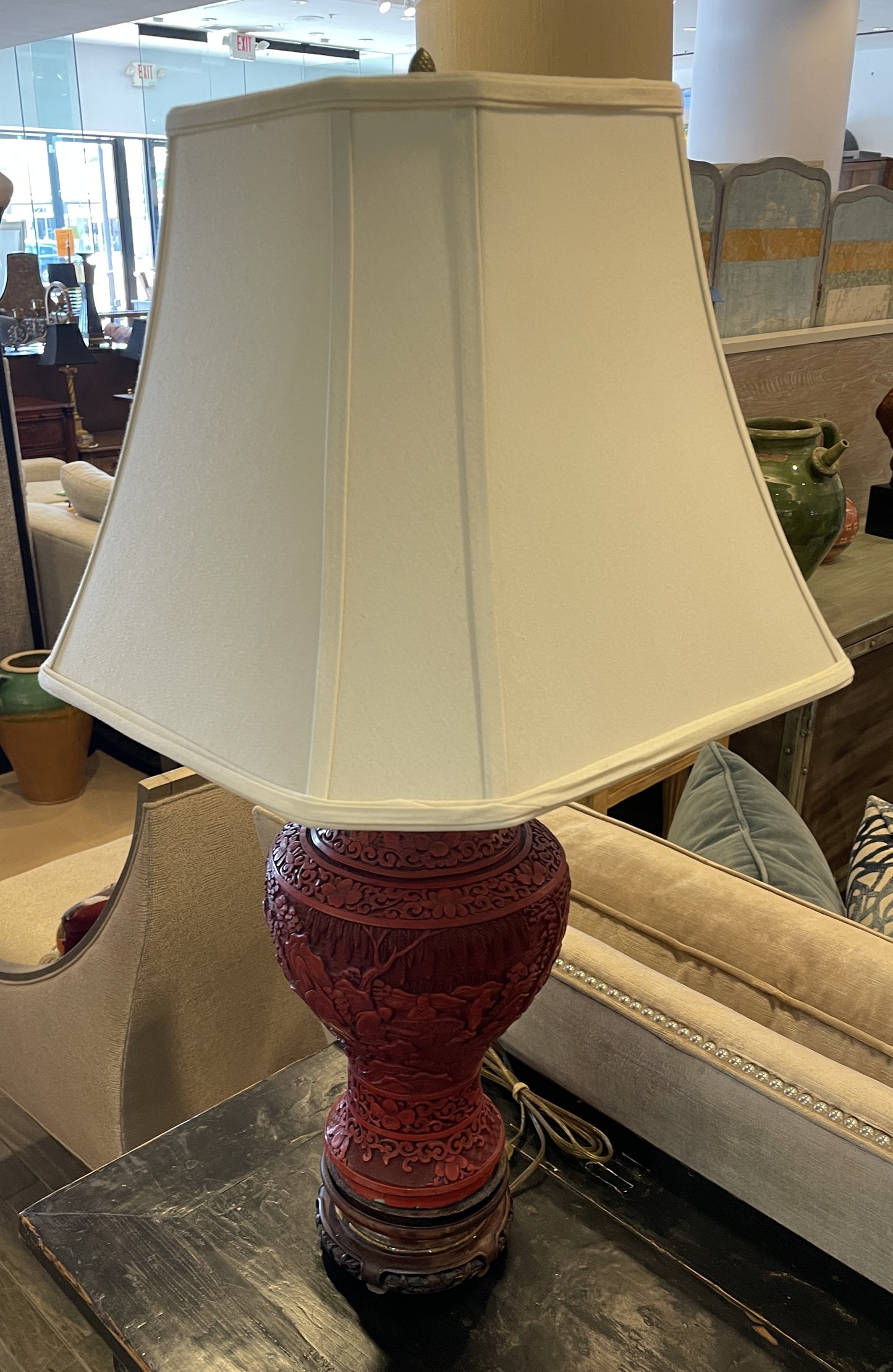 Chinese Cinnabar Lamp, AS IS (0O7002)