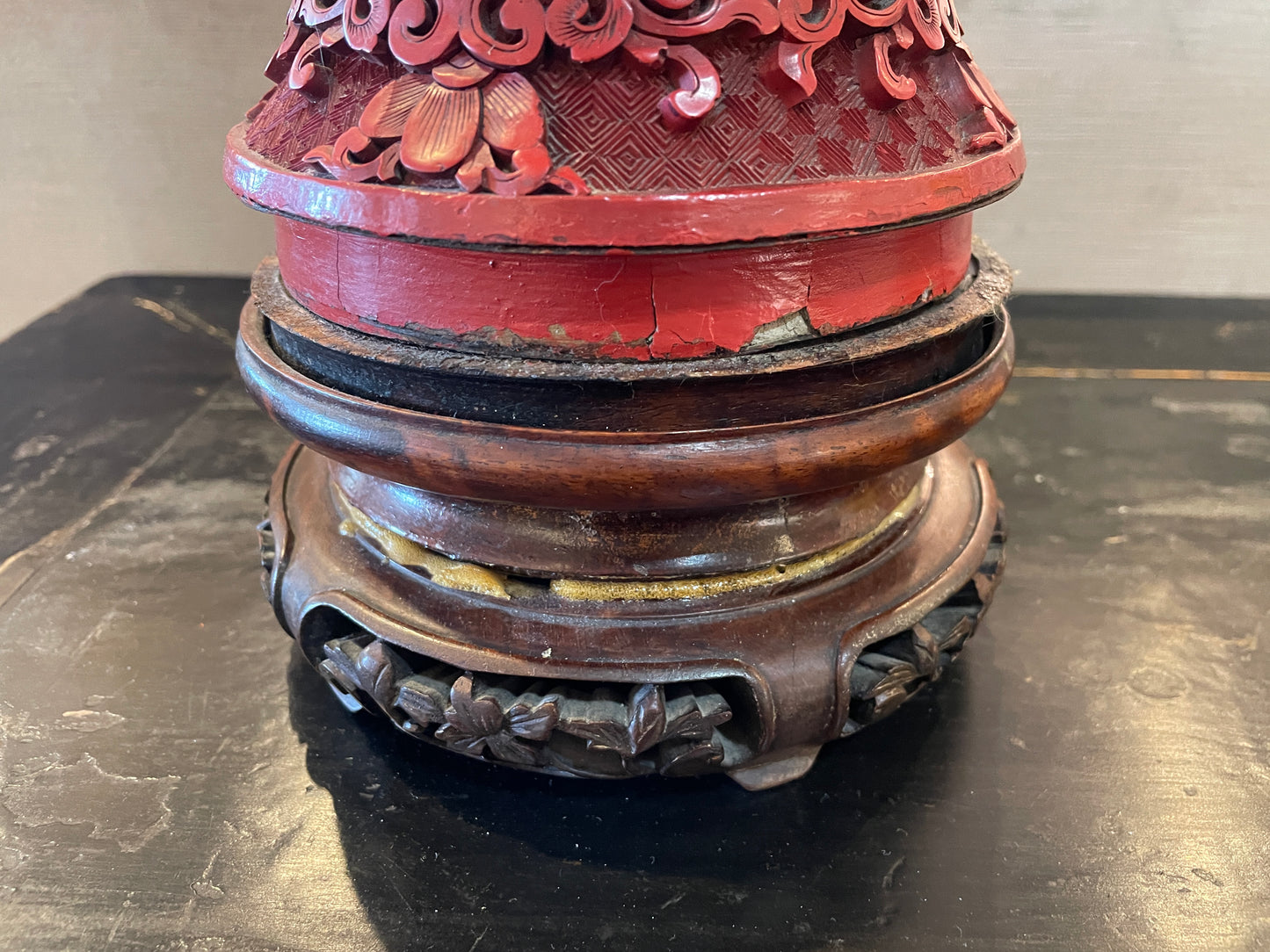 Chinese Cinnabar Lamp, AS IS (0O7002)