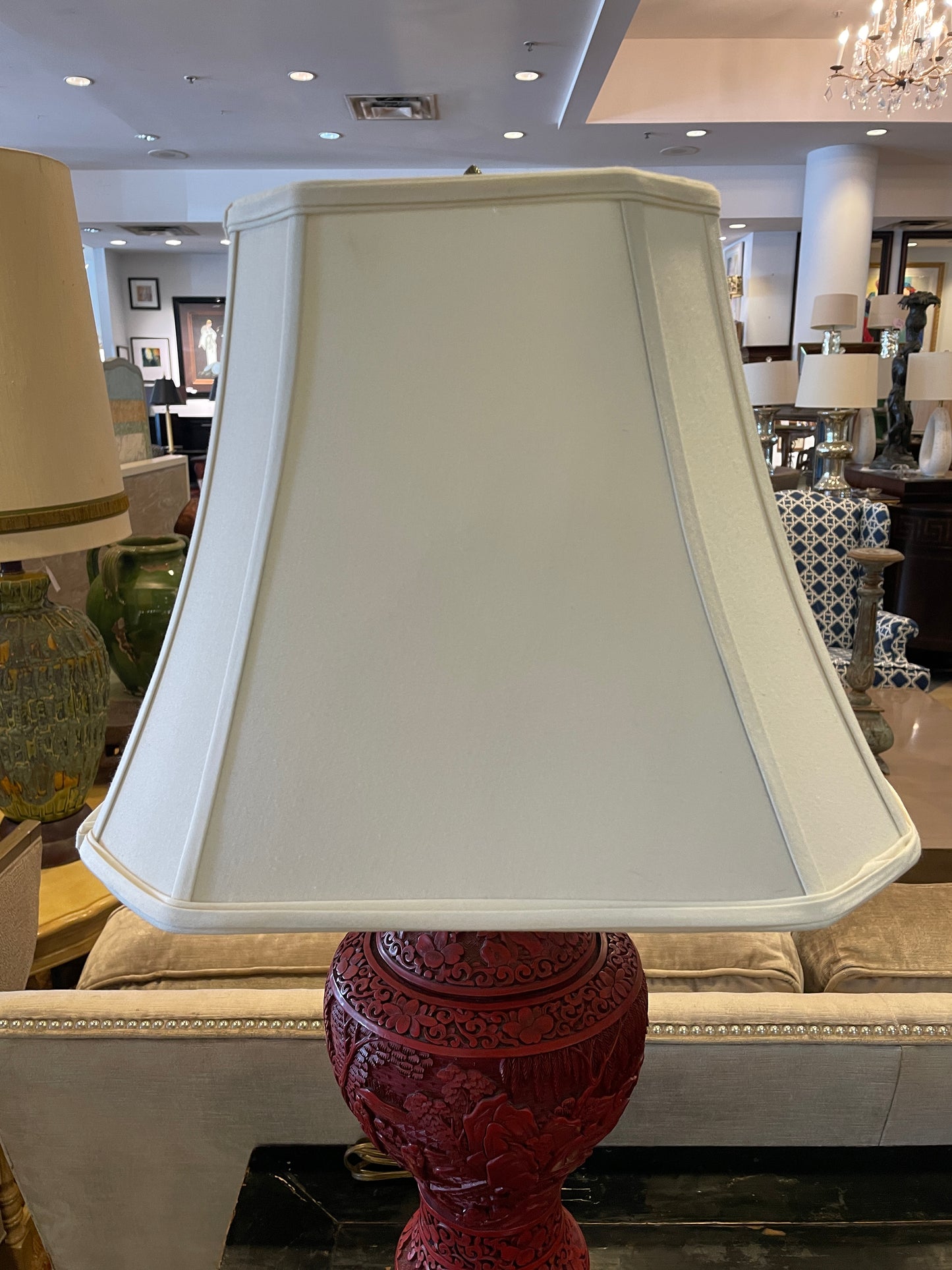 Chinese Cinnabar Lamp, AS IS (0O7002)