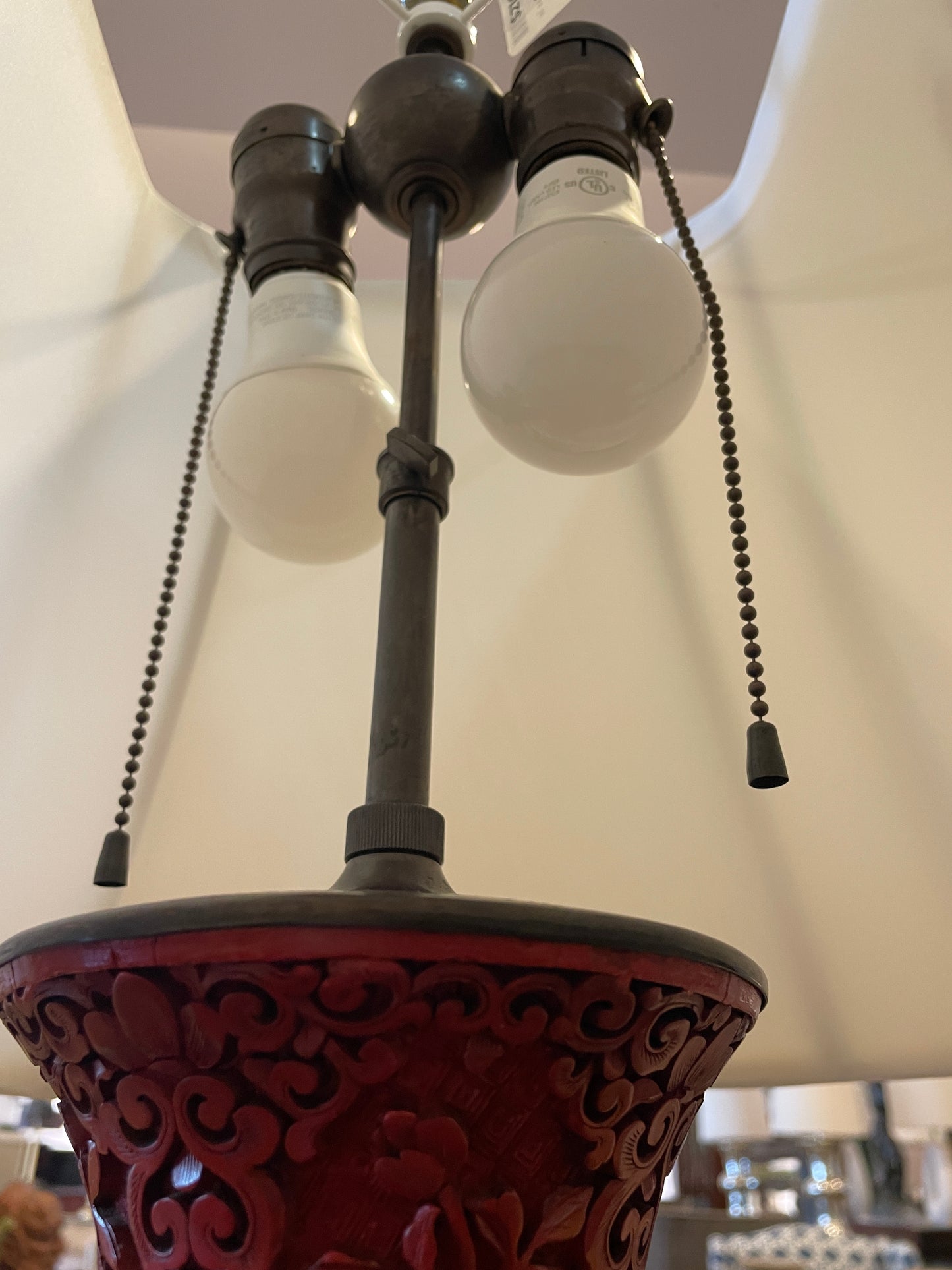 Chinese Cinnabar Lamp, AS IS (0O7002)