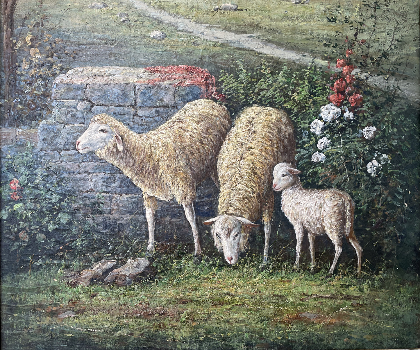 Sheep in Pasture Oil on Board (0AS00D)
