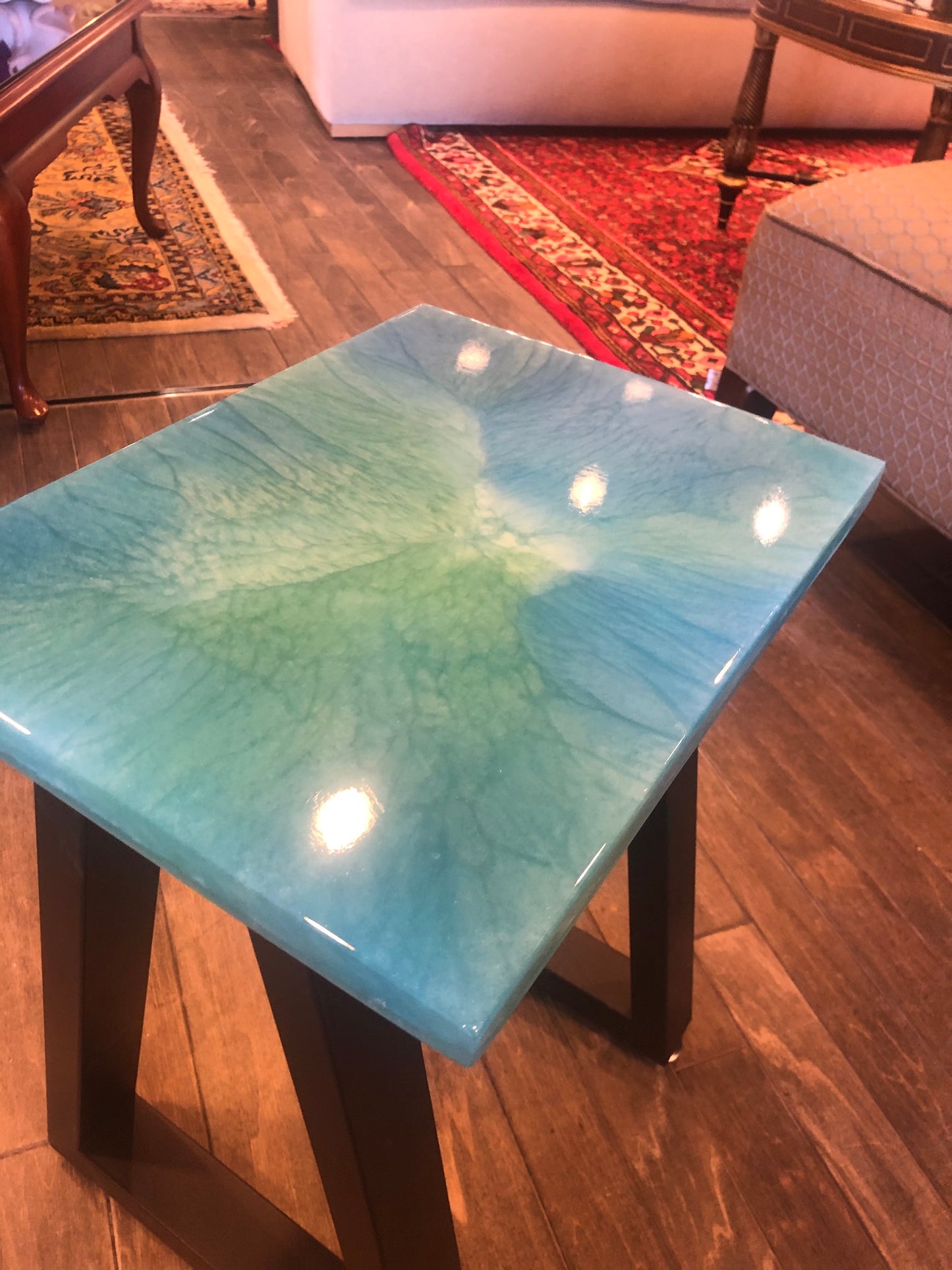 Blue Resin Stool/Table