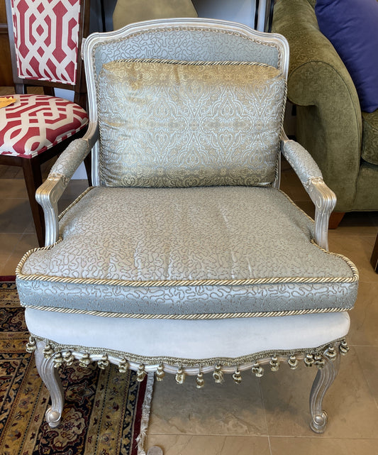 Louis Style Silvered Bergère Chair AS IS (0AS006)