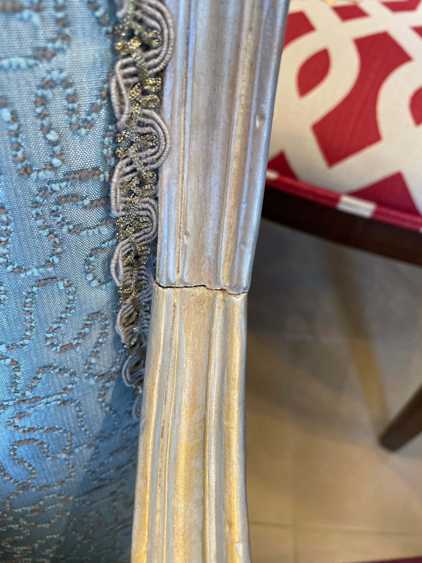 Louis Style Silvered Bergère Chair AS IS (0AS006)