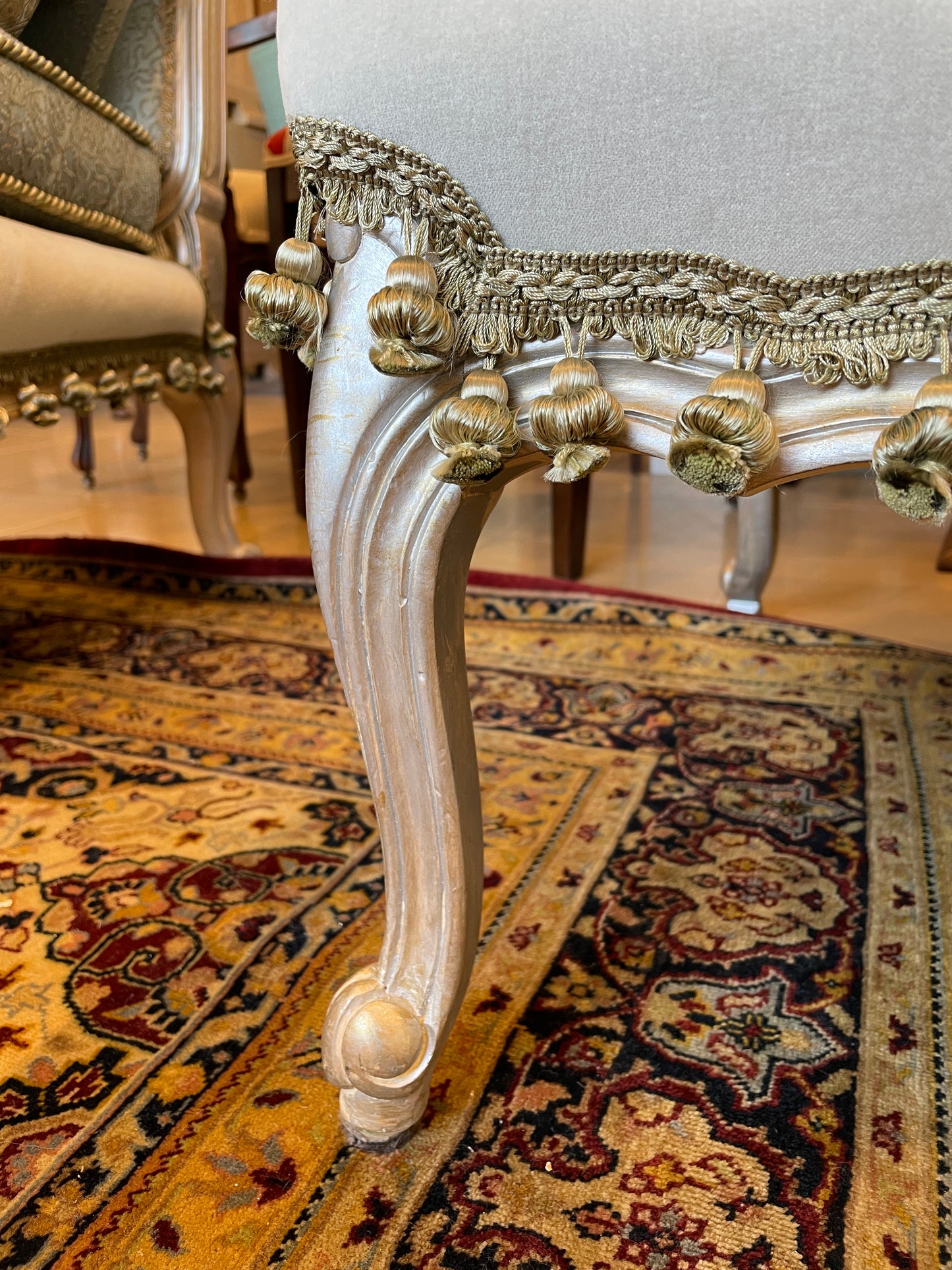 Louis Style Silvered Bergère Chair AS IS (0AS006)