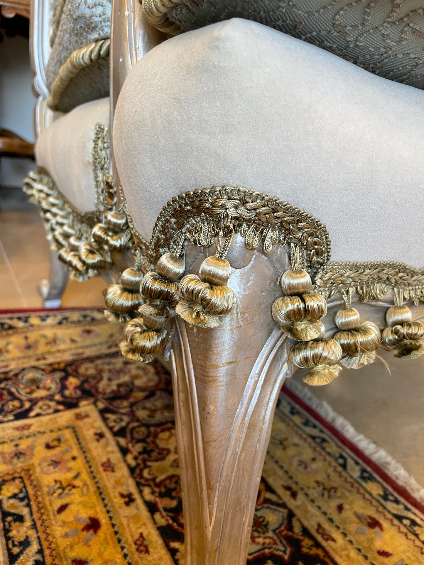 Louis Style Silvered Bergère Chair AS IS (0AS006)