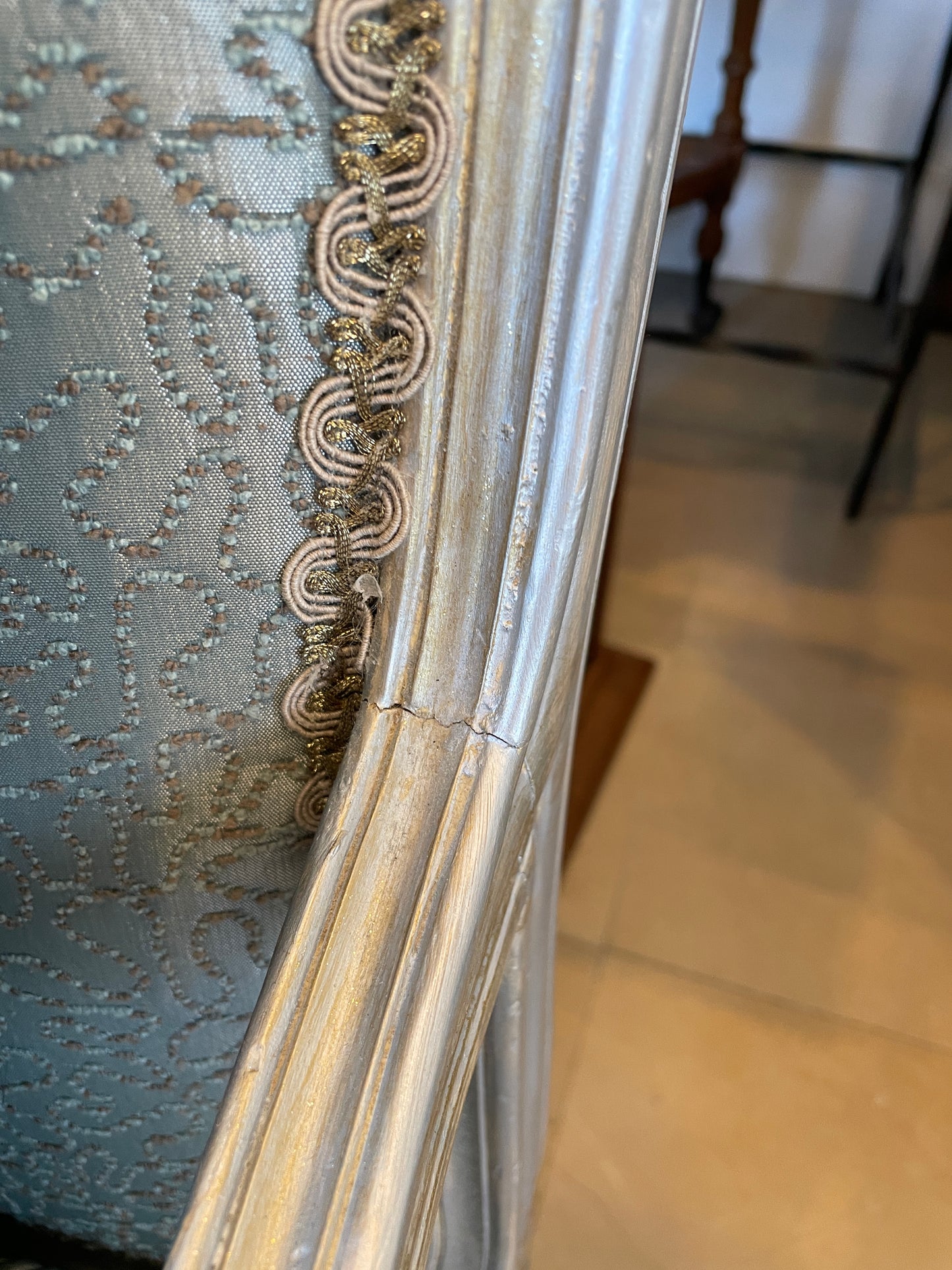 Louis Style Silvered Bergère Chair AS IS (0AS006)
