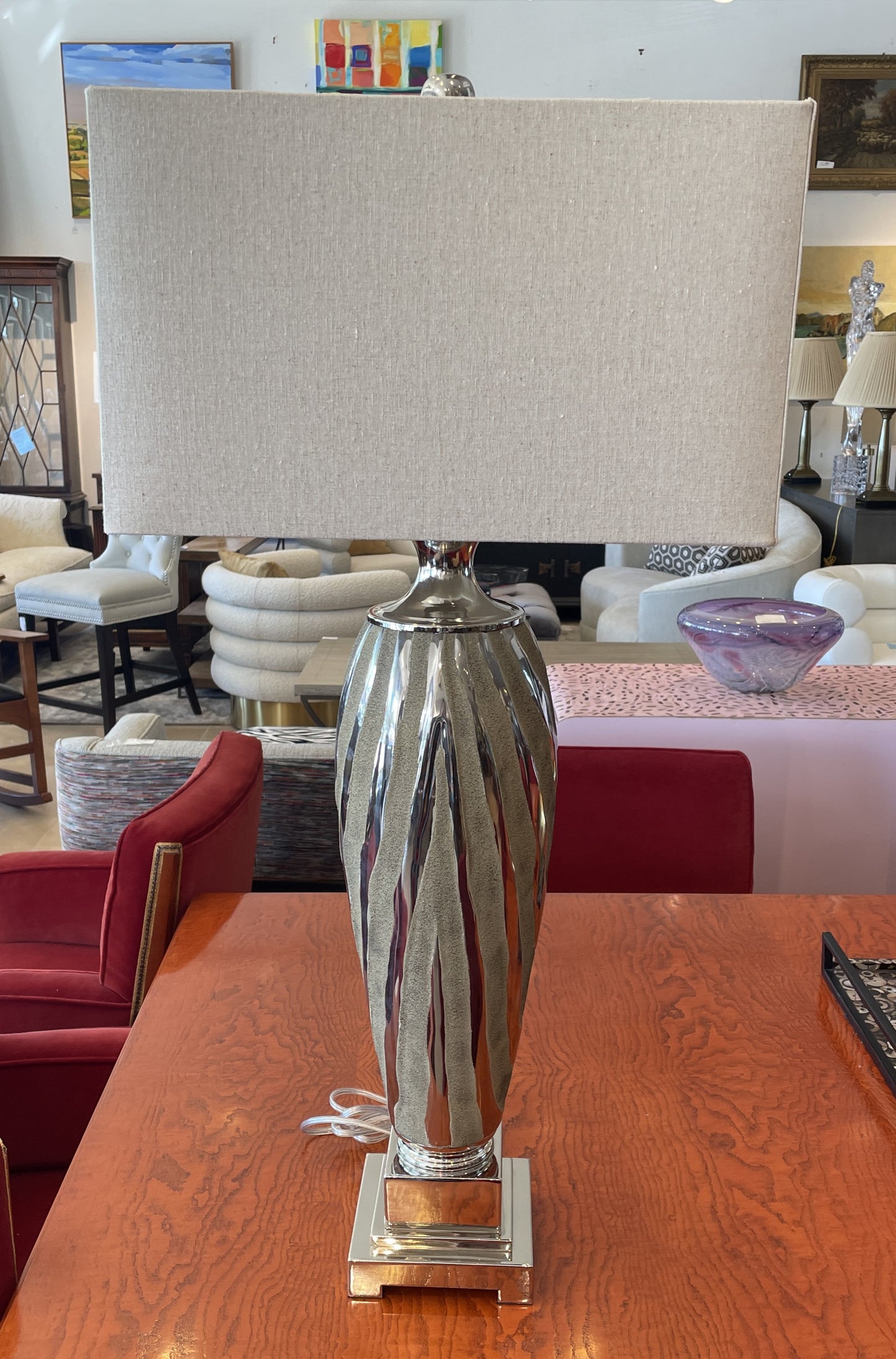 Uttermost Chrome Tiger Striped Lamp (0O9002)
