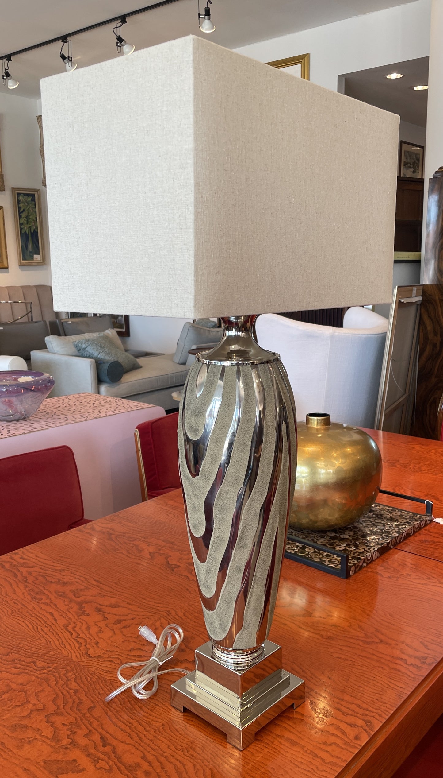 Uttermost Chrome Tiger Striped Lamp (0O9002)