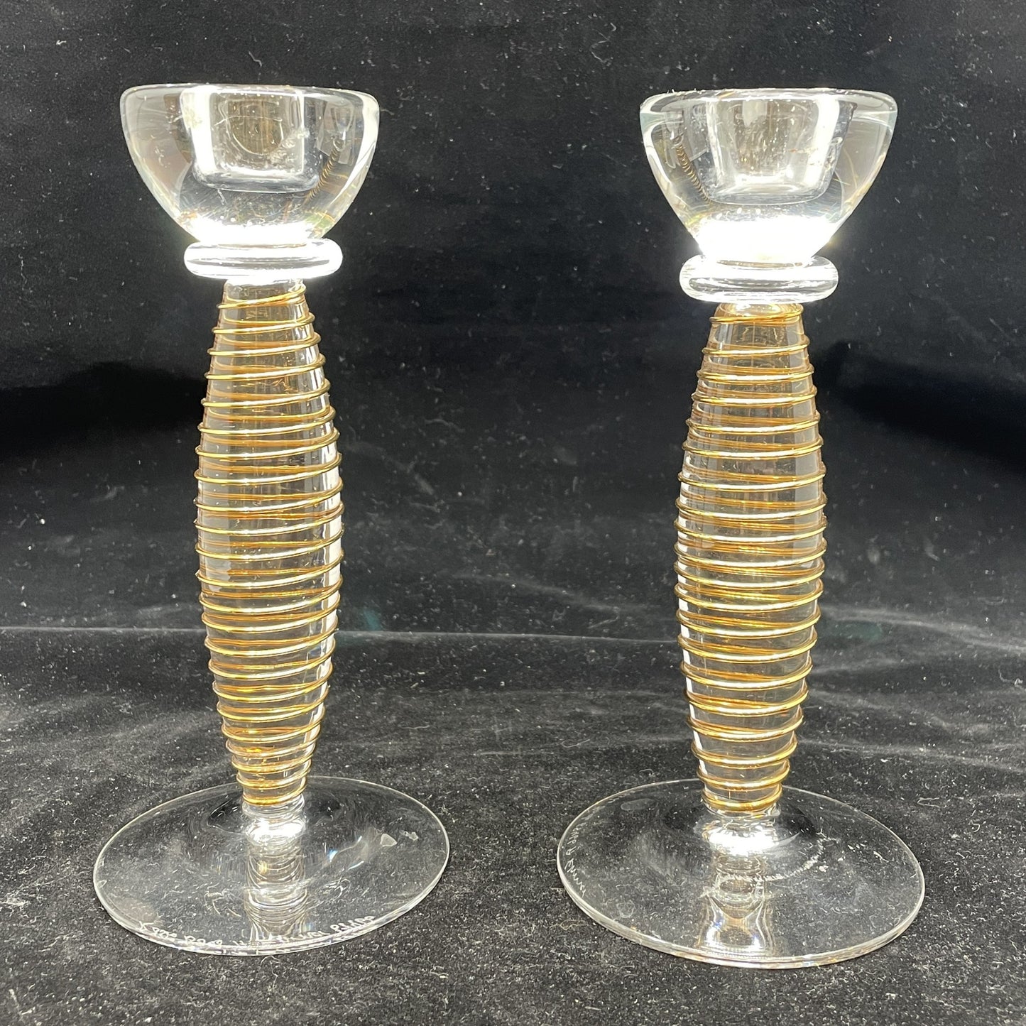 Kosta Boda Epoque Spiral Candlesticks, a pair (0GS00E)