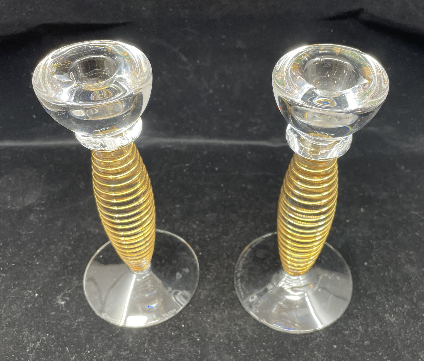 Kosta Boda Epoque Spiral Candlesticks, a pair (0GS00E)
