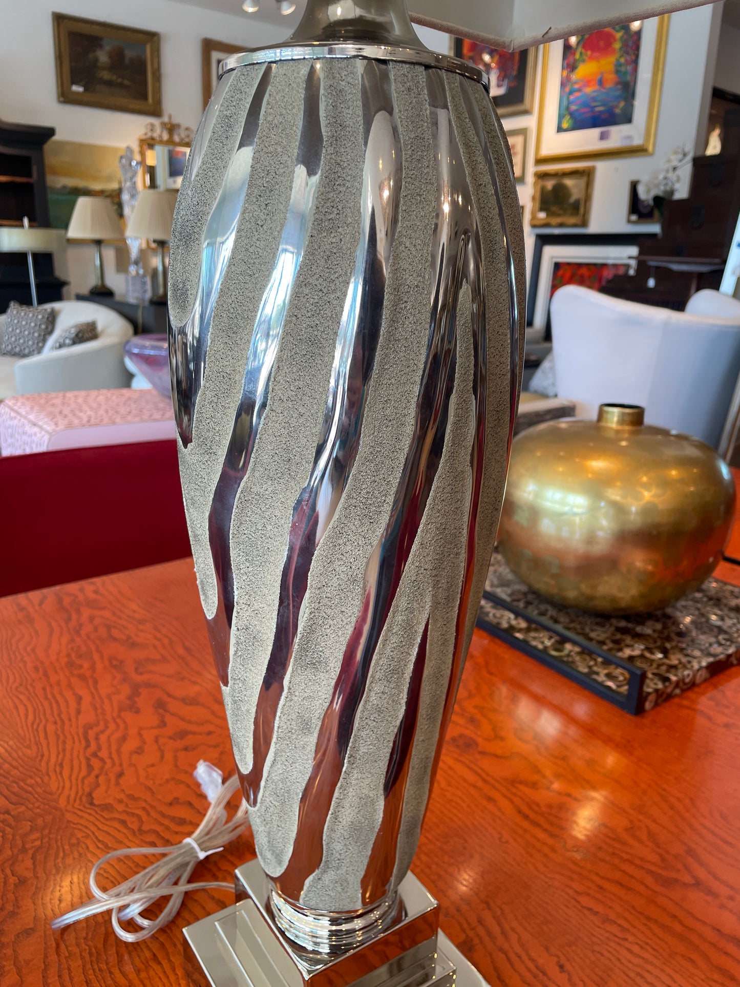 Uttermost Chrome Tiger Striped Lamp (0O9002)