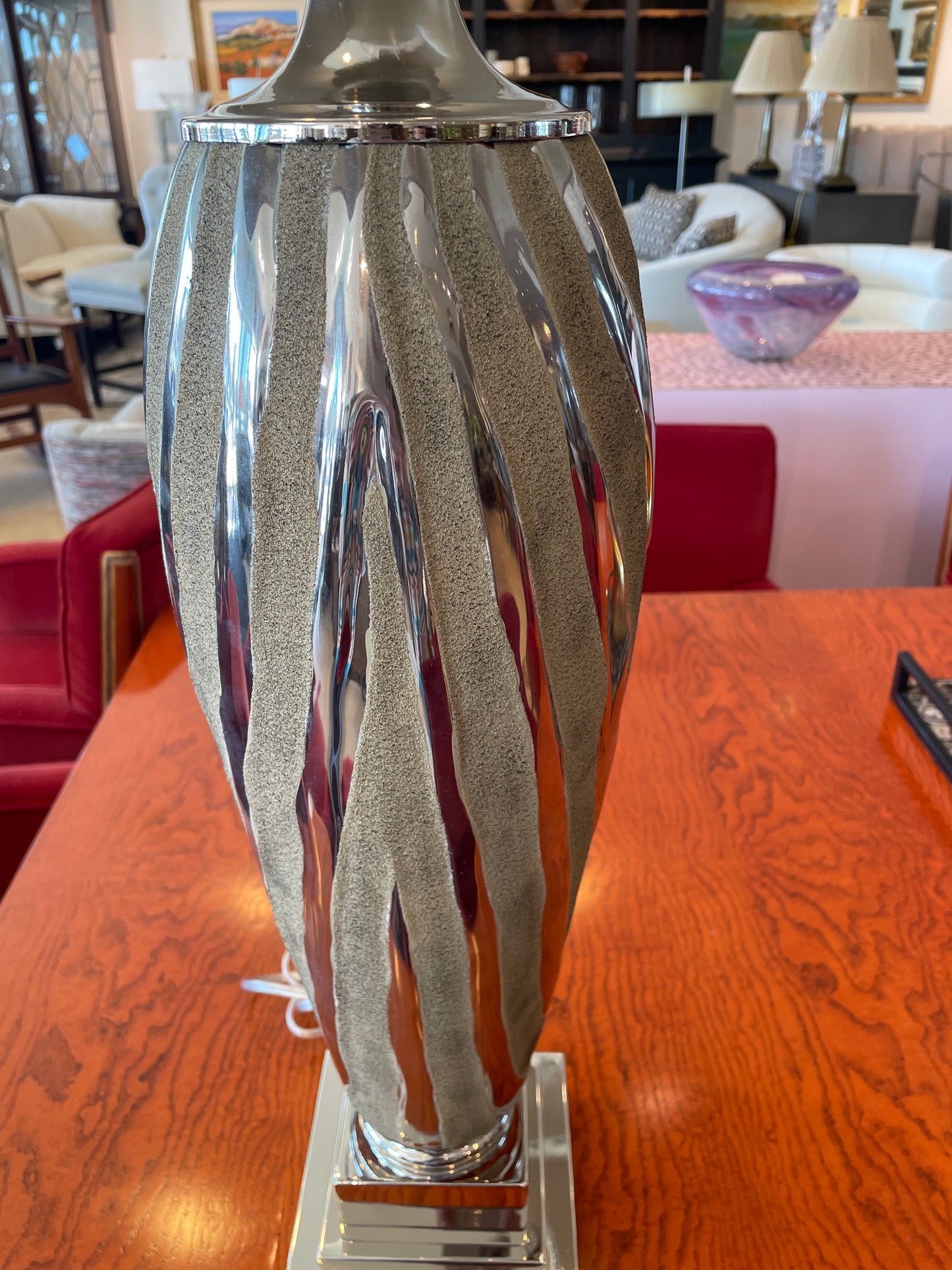 Uttermost Chrome Tiger Striped Lamp (0O9002)