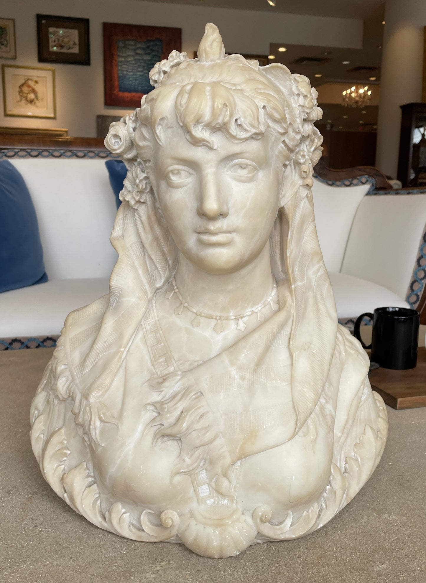 Alabaster Bust of Woman (0AS001)