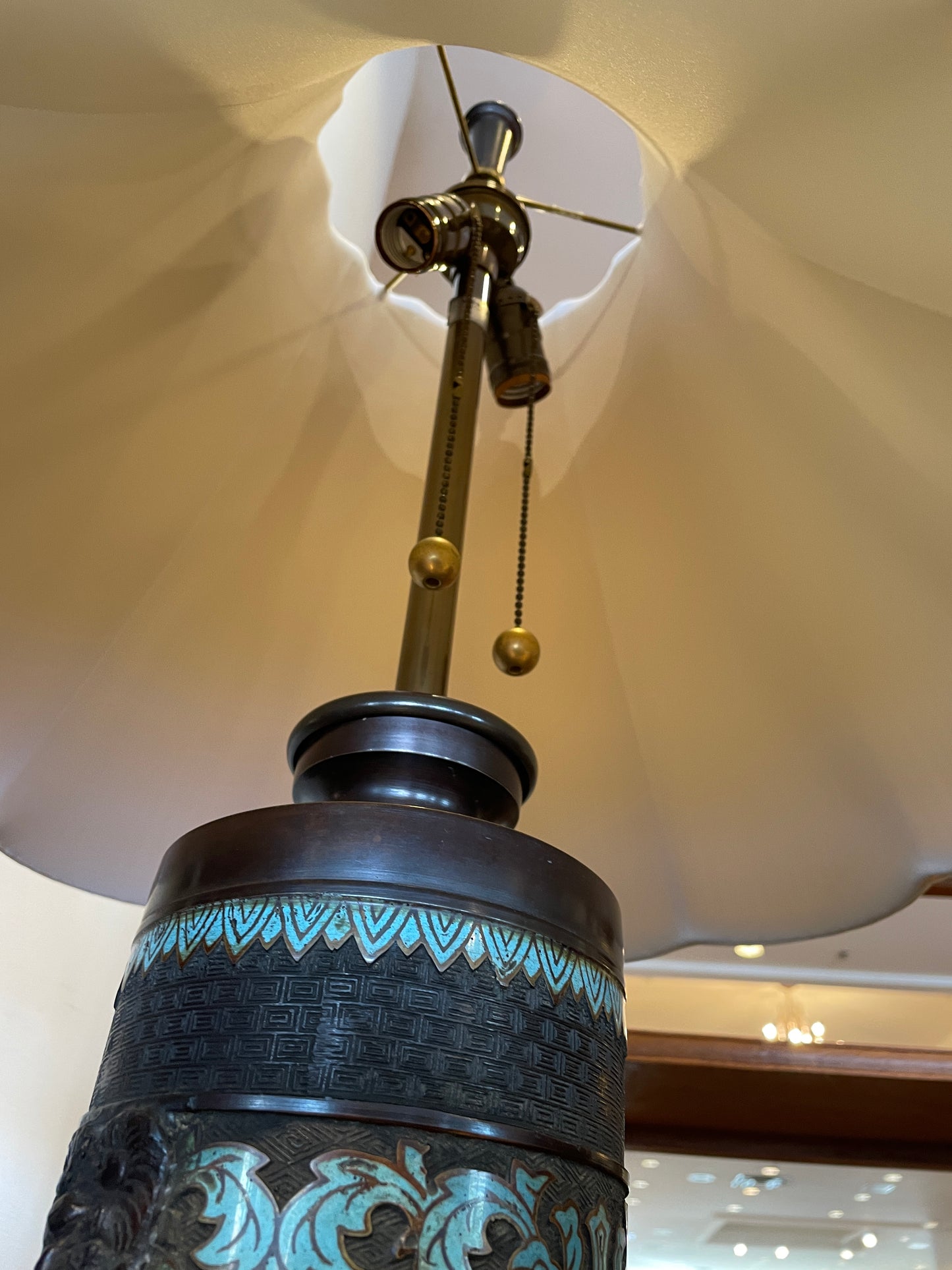 Japanese Bronze Cloisonne Lamp, Marked Marbro (0GV001)