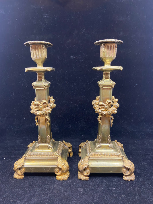Pair of Bronze Candlesticks