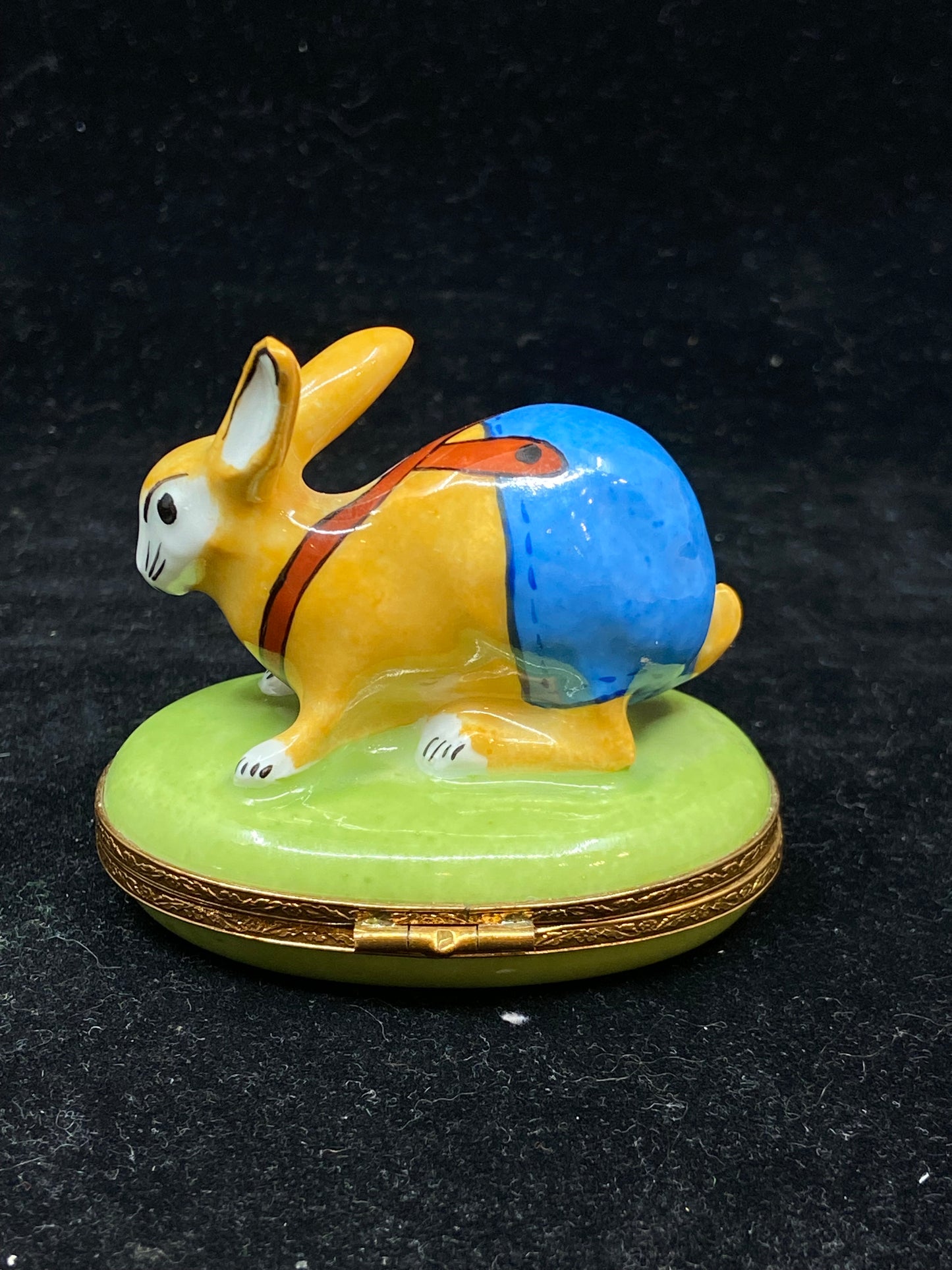 Limoges Bunny in Blue Overalls (27390)