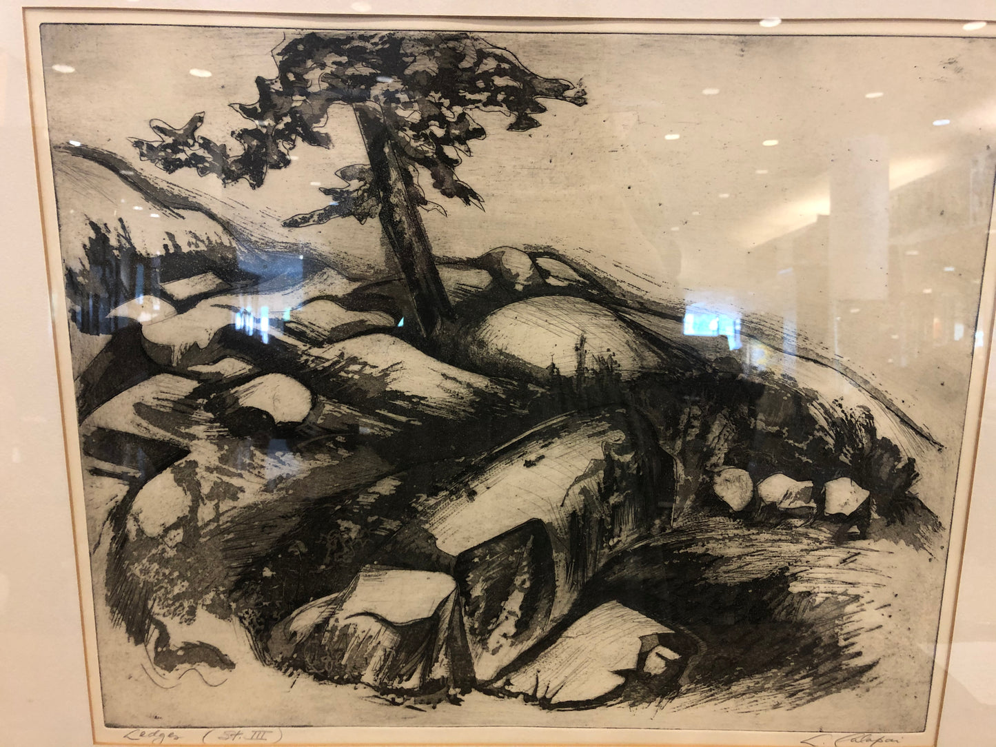 Letterio Calapai Framed Etching "Ledges"