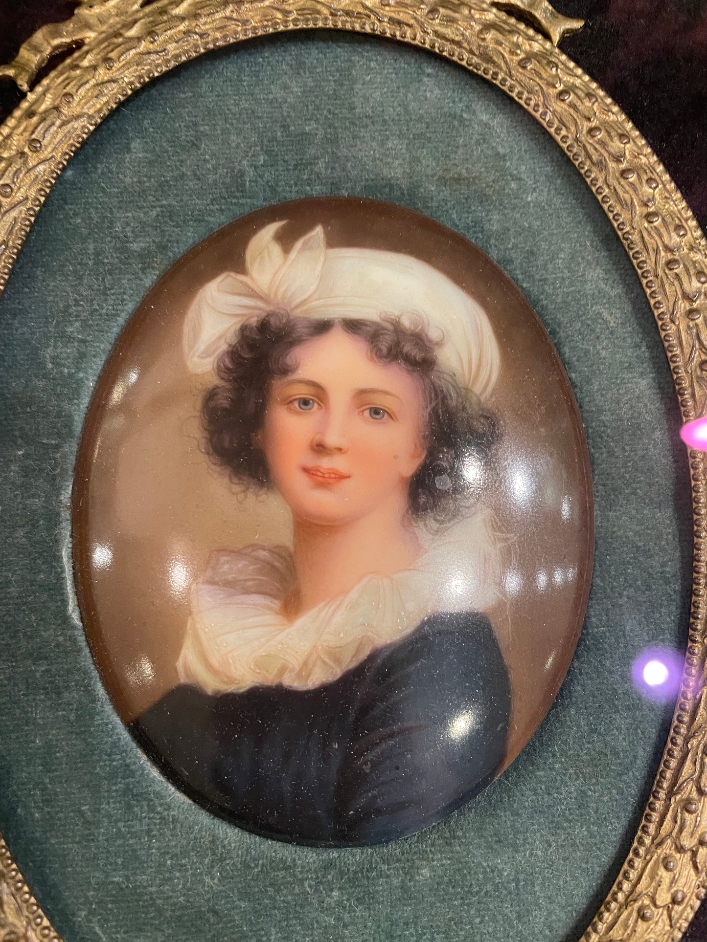 Hand-Painted Porcelain Miniature after Elisabeth Vigee Le Brun, Antique (0DC003)