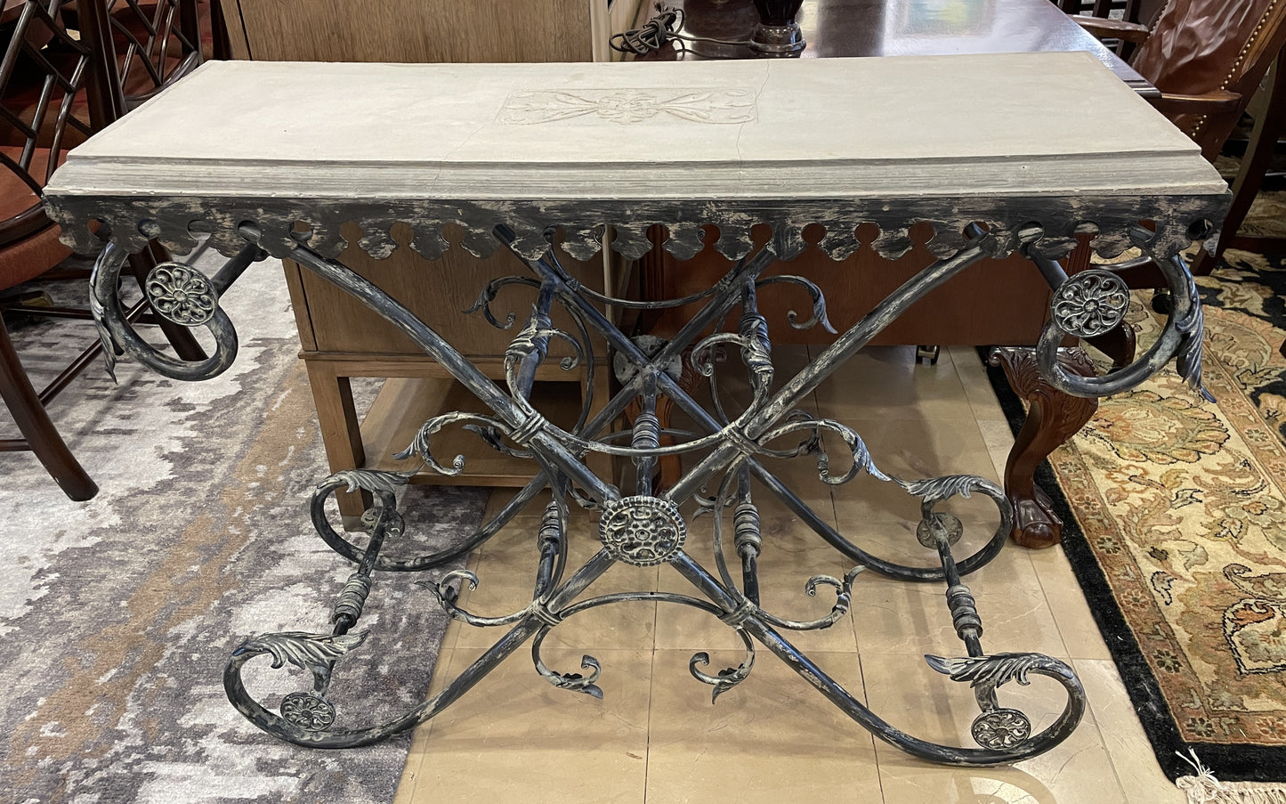 French Pastry Table Reproduction with Cement Top, as is (0G0015)