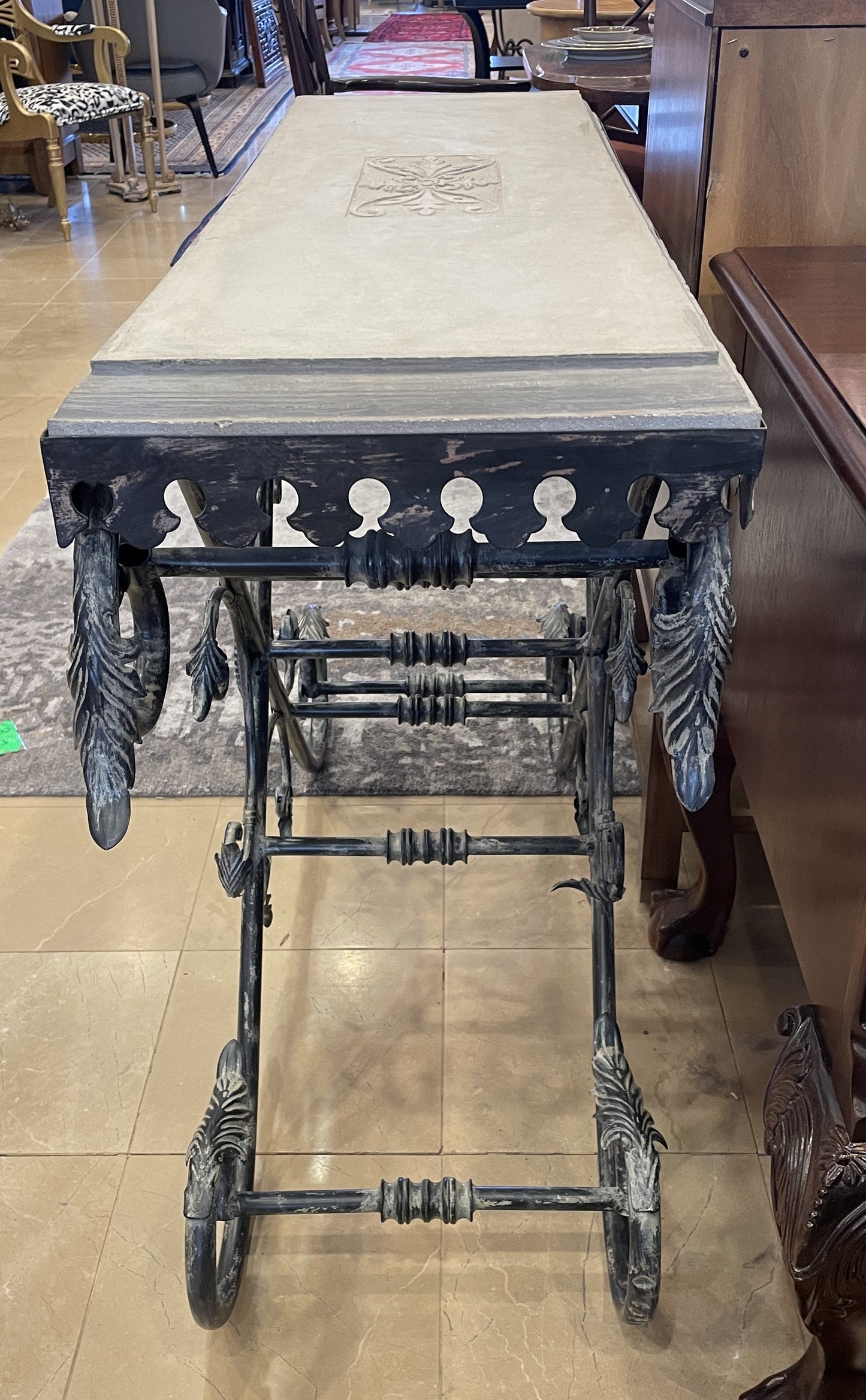 French Pastry Table Reproduction with Cement Top, as is (0G0015)
