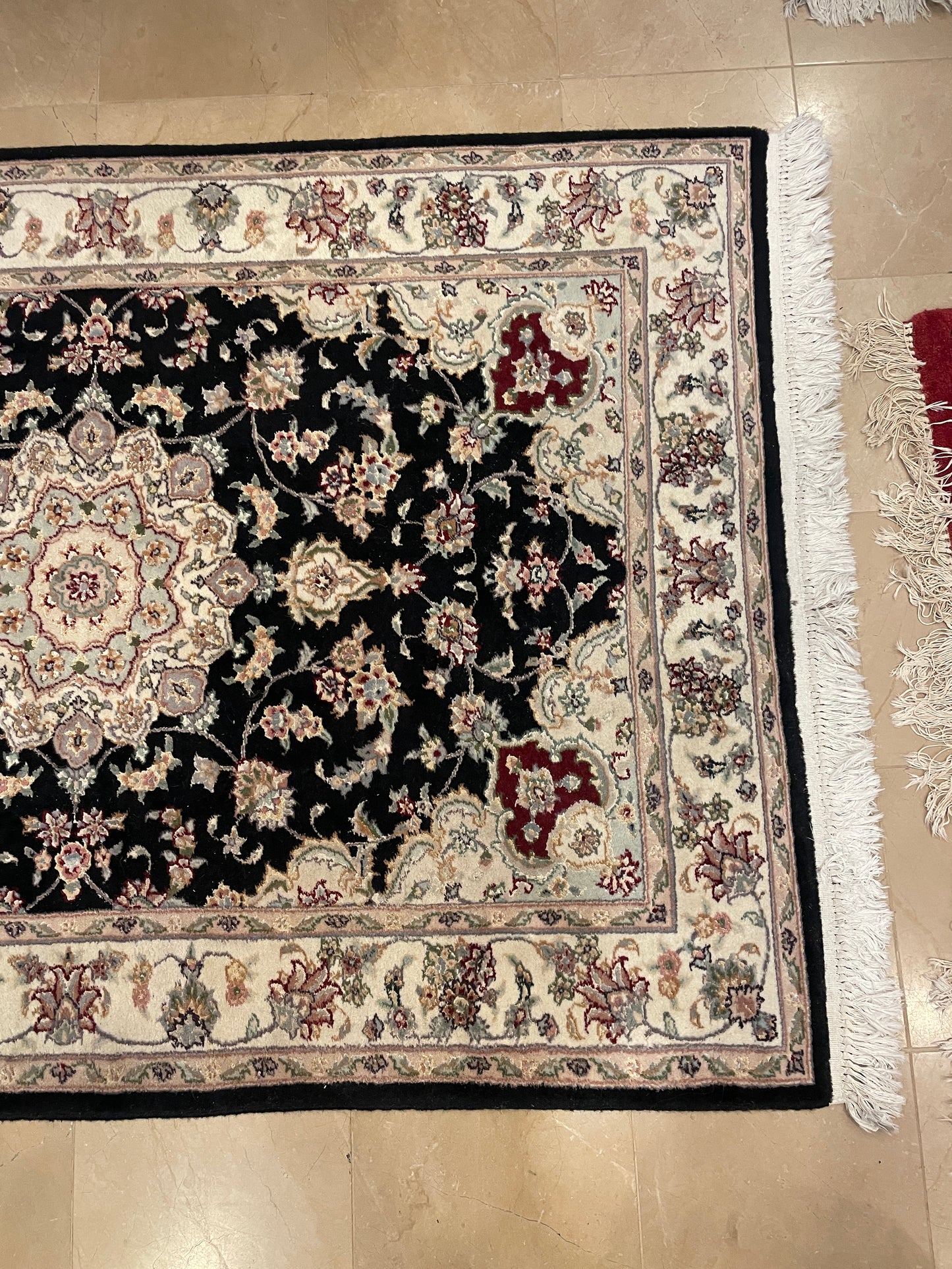 Hand Knotted Wool Rug in Black/Pink/Mauve AS IS (3'11x5'10) (0HC001)