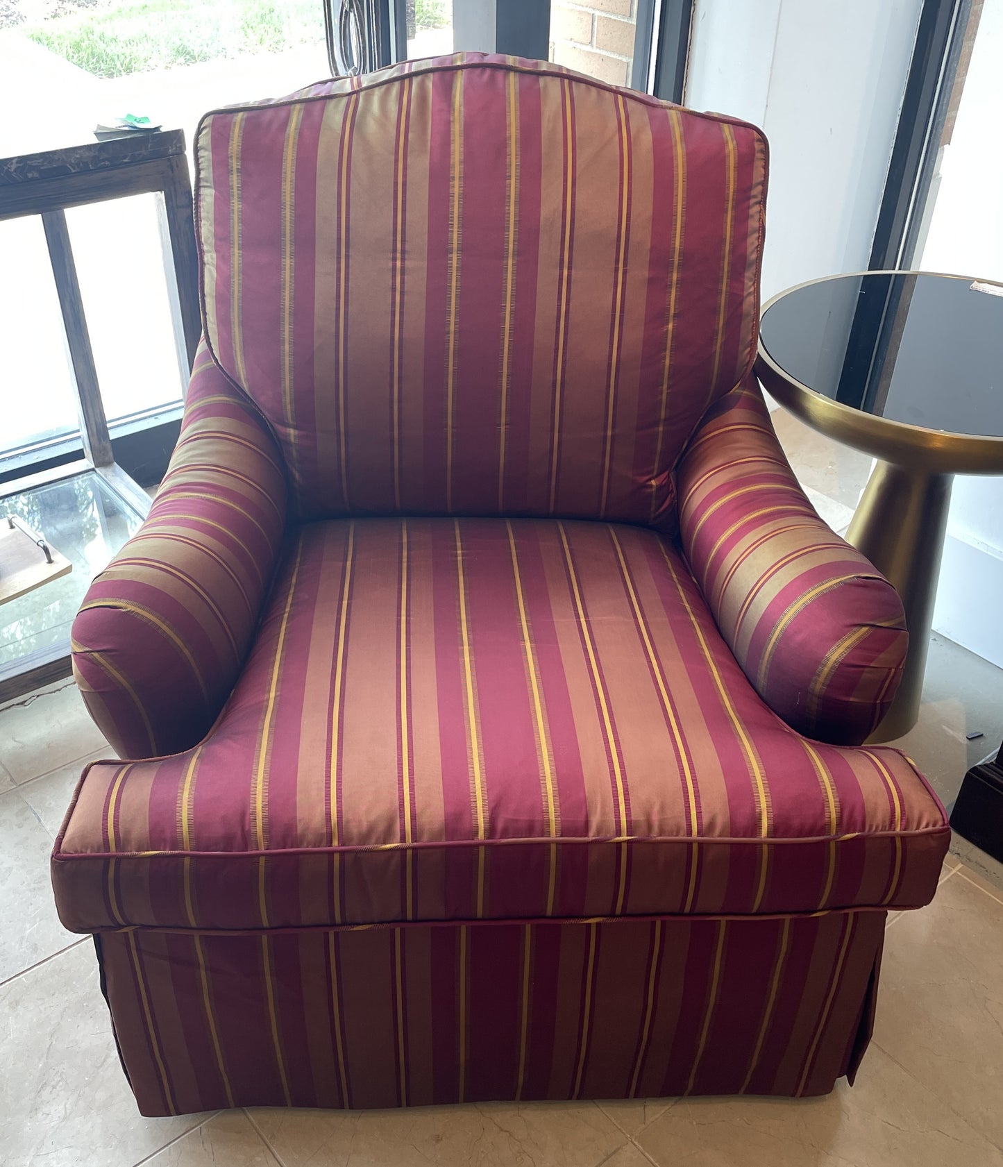 Baker Arm Chair, striped (Two available 0OF002, 0OF003)