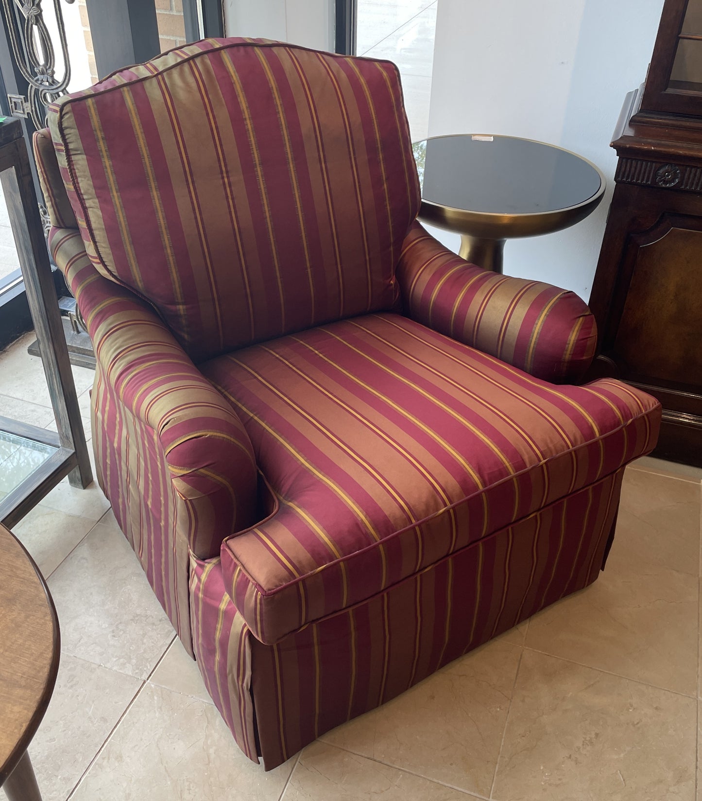 Baker Arm Chair, striped (Two available 0OF002, 0OF003)