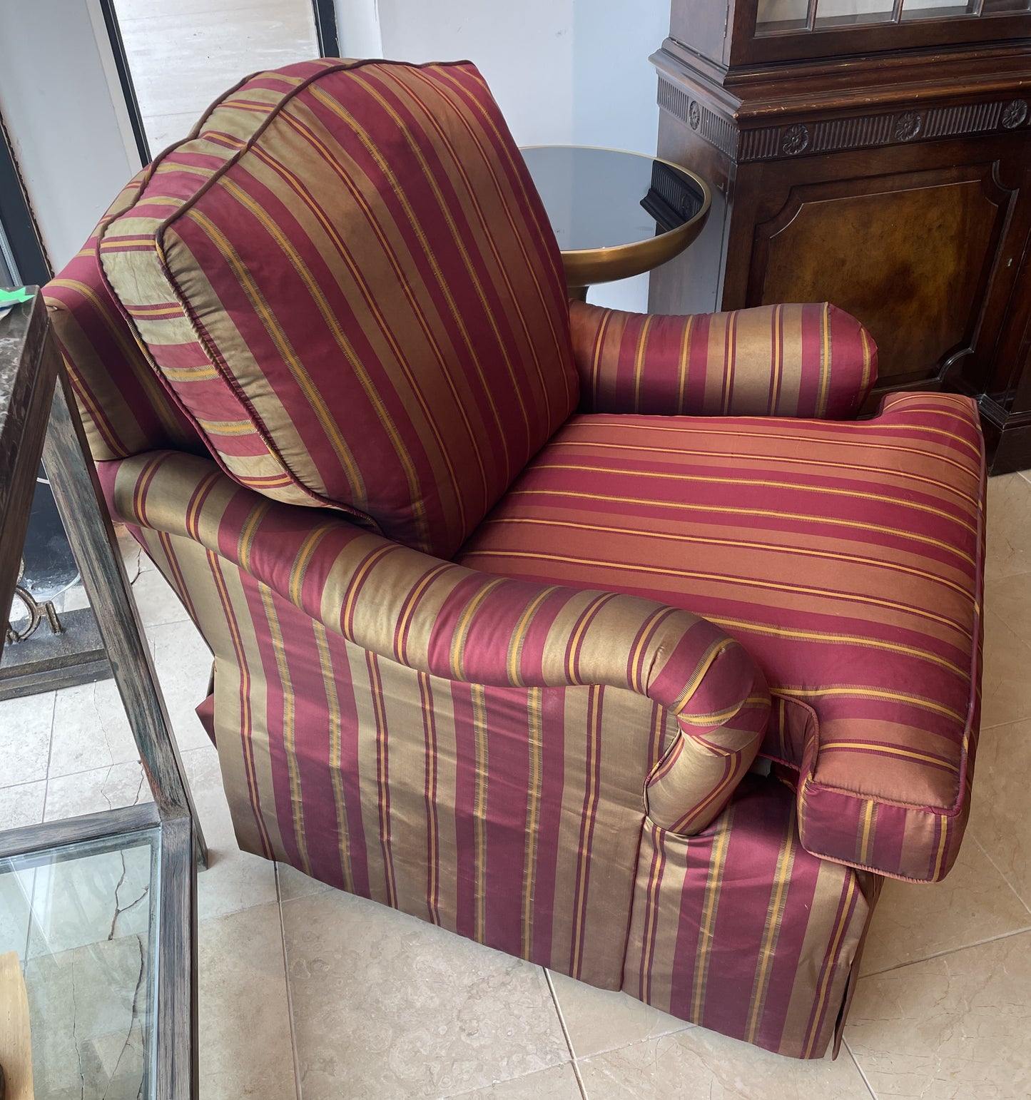 Baker Arm Chair, striped (Two available 0OF002, 0OF003)